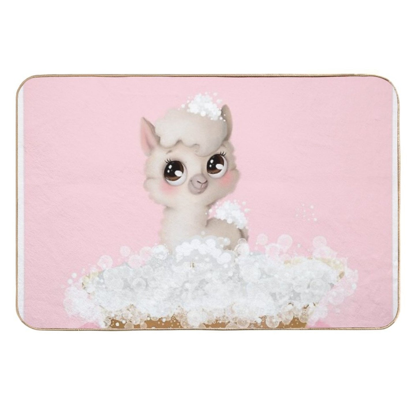 Baby Llama in A Bathtub, Girls Bathroom Print, Baby Animals in Tub, Whimsy Animal, Kids Bathroom Art Pet-Safe Bath Mat