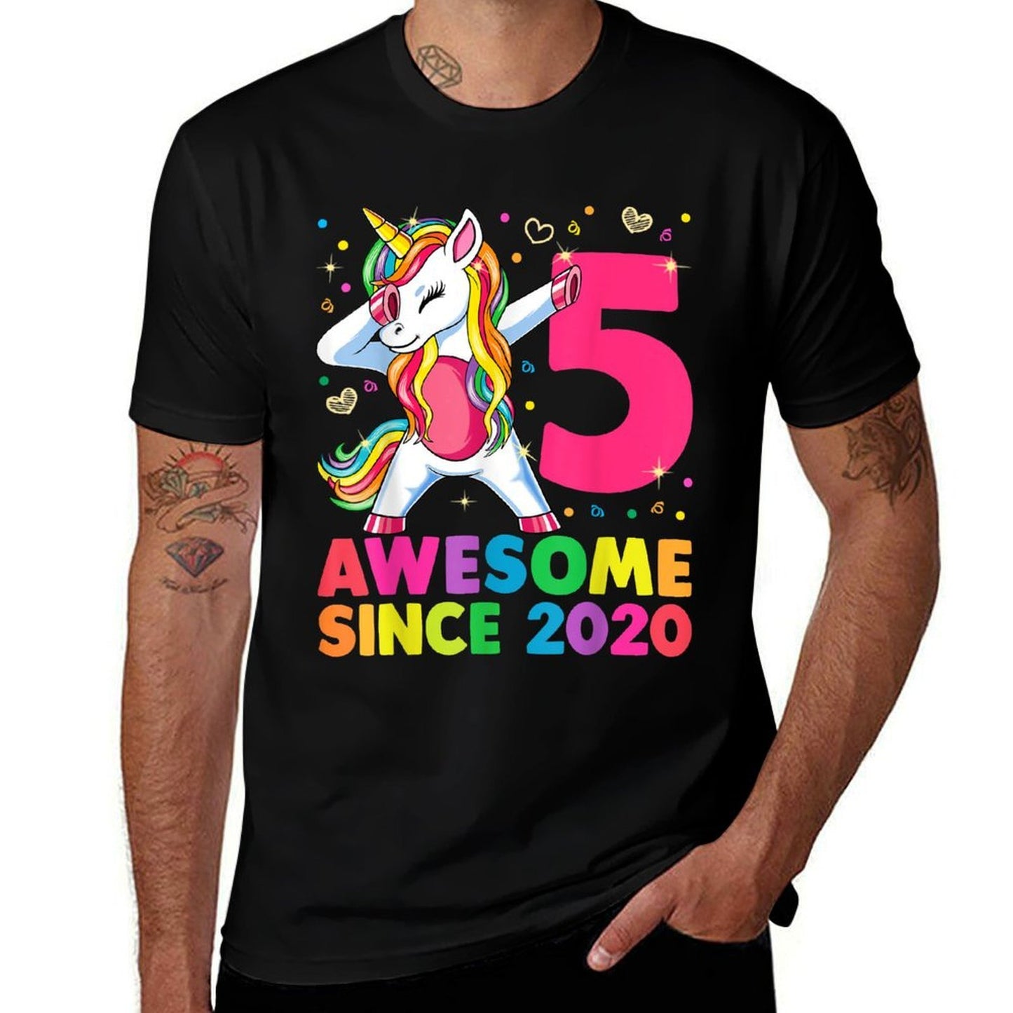 5 Years Old Unicorn Dabbing 5th Birthday Girl Unicorn Party Cotton T-Shirt