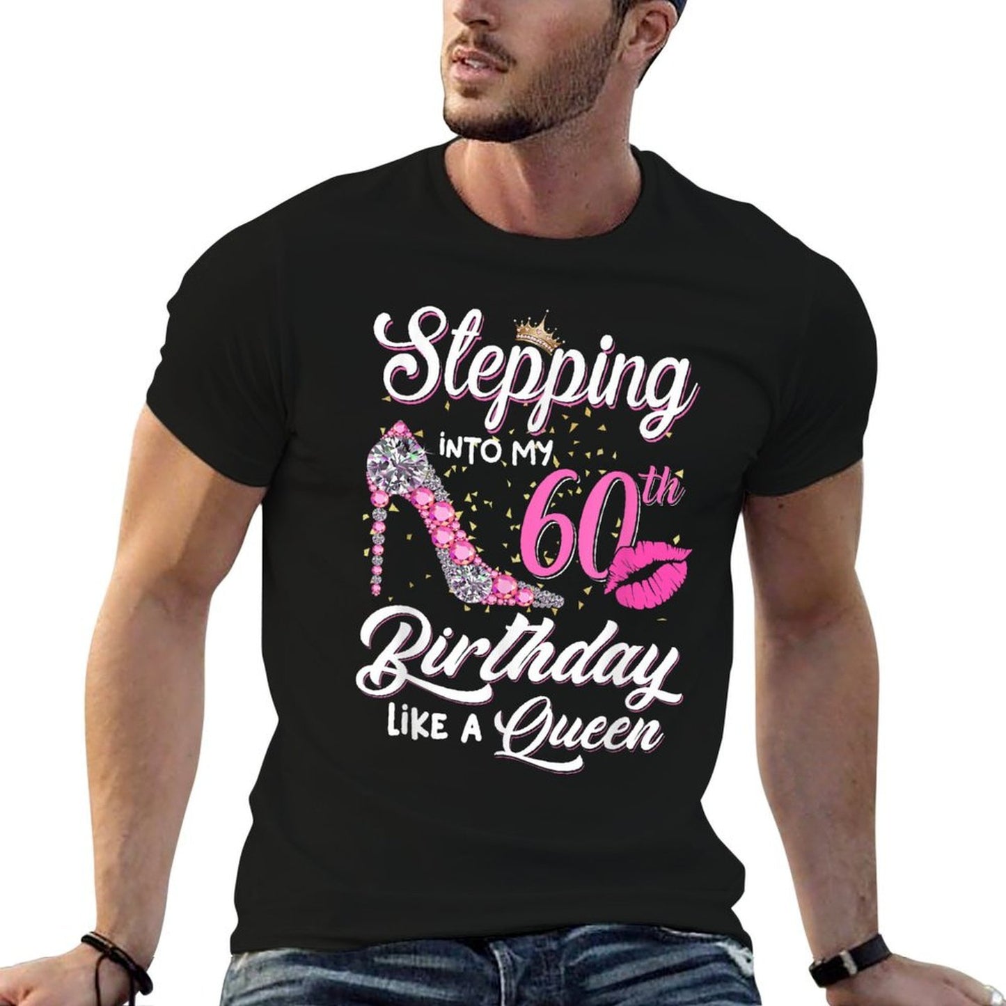 Stepping Into My 60th Birthday Like A Queen Funny Gift Women Slim-fit Cut T-Shirt