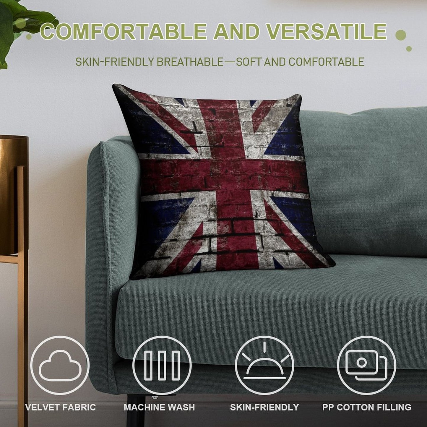 Grunge UK Flag, Great Britain, Punk Style Distressed Wall Soft Multiple Sizes Throw Pillow