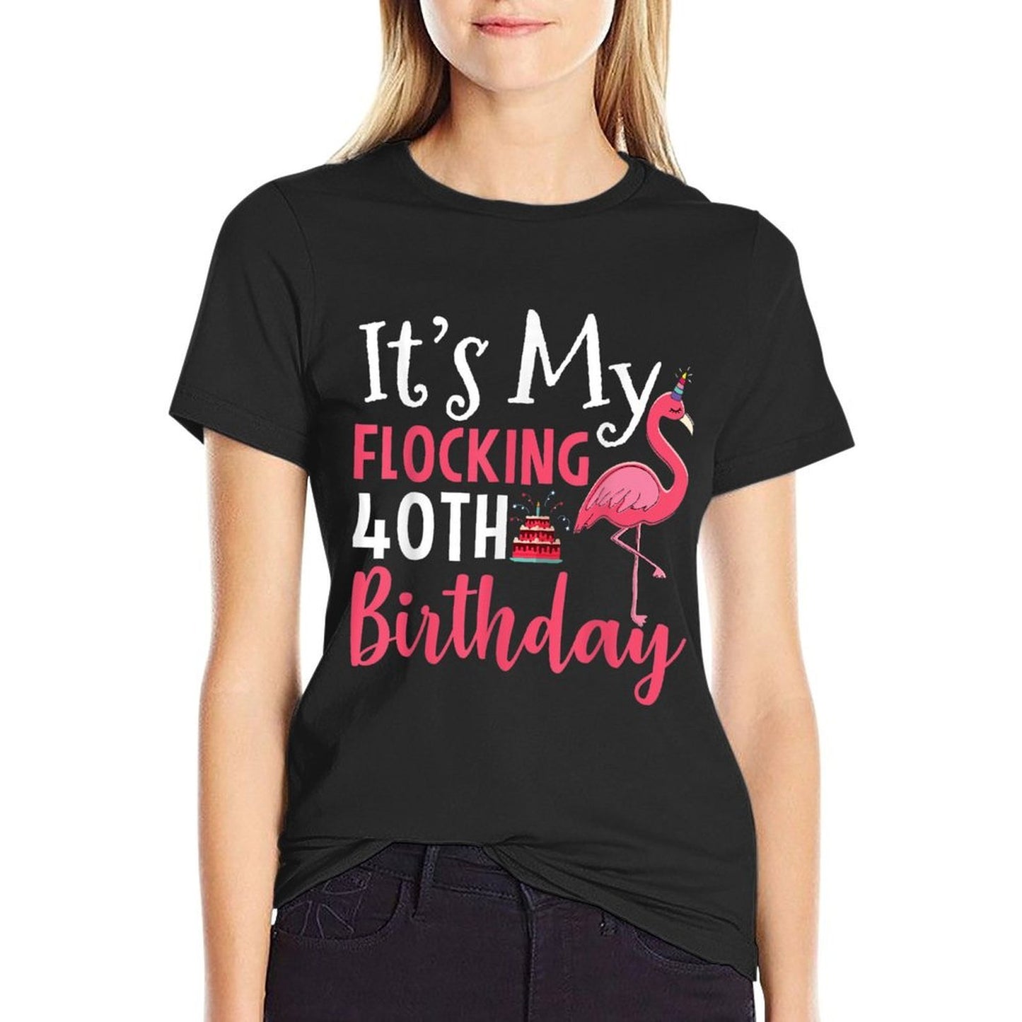 It's My Flocking 40th Birthday Pink Flamingo Birthday Party Moisture-wicking T-Shirt