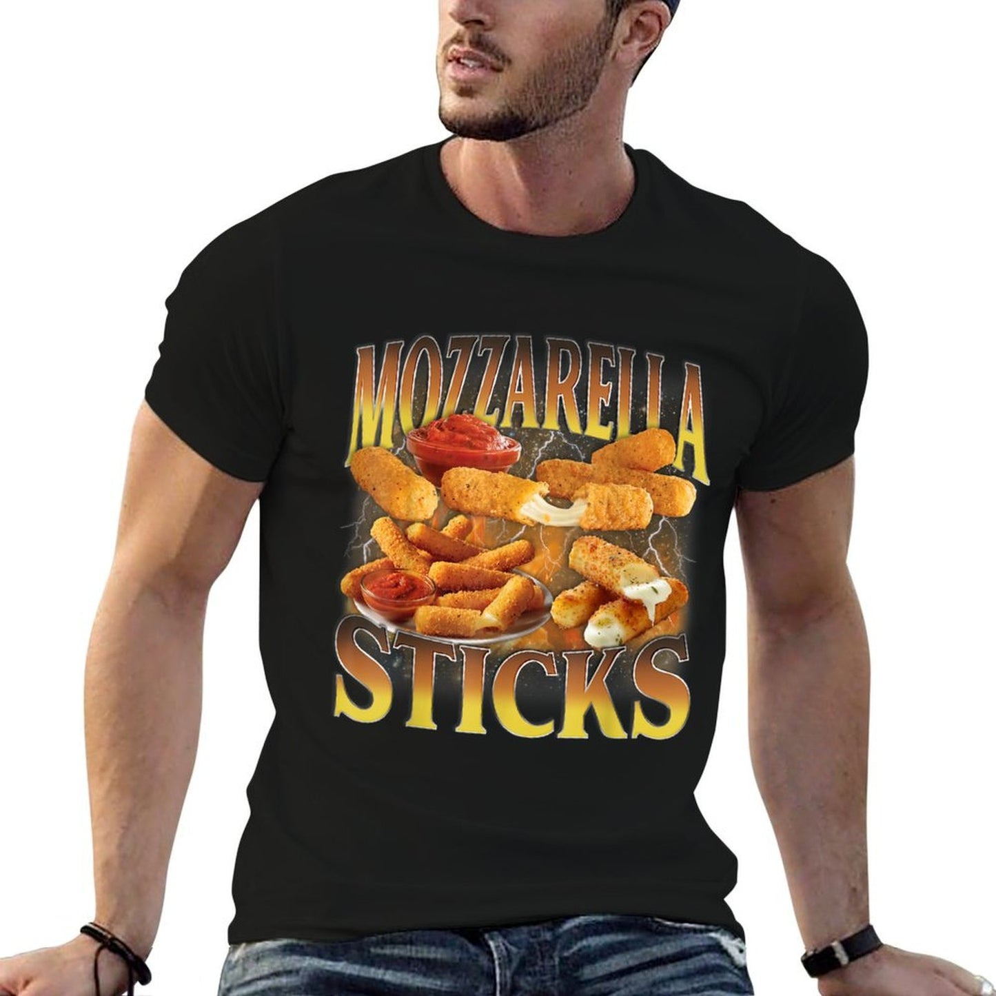 Mozzarella Cheese Stick Gen Z Humor Funny Cheese Sticks Meme High-quality Stitching T-Shirt