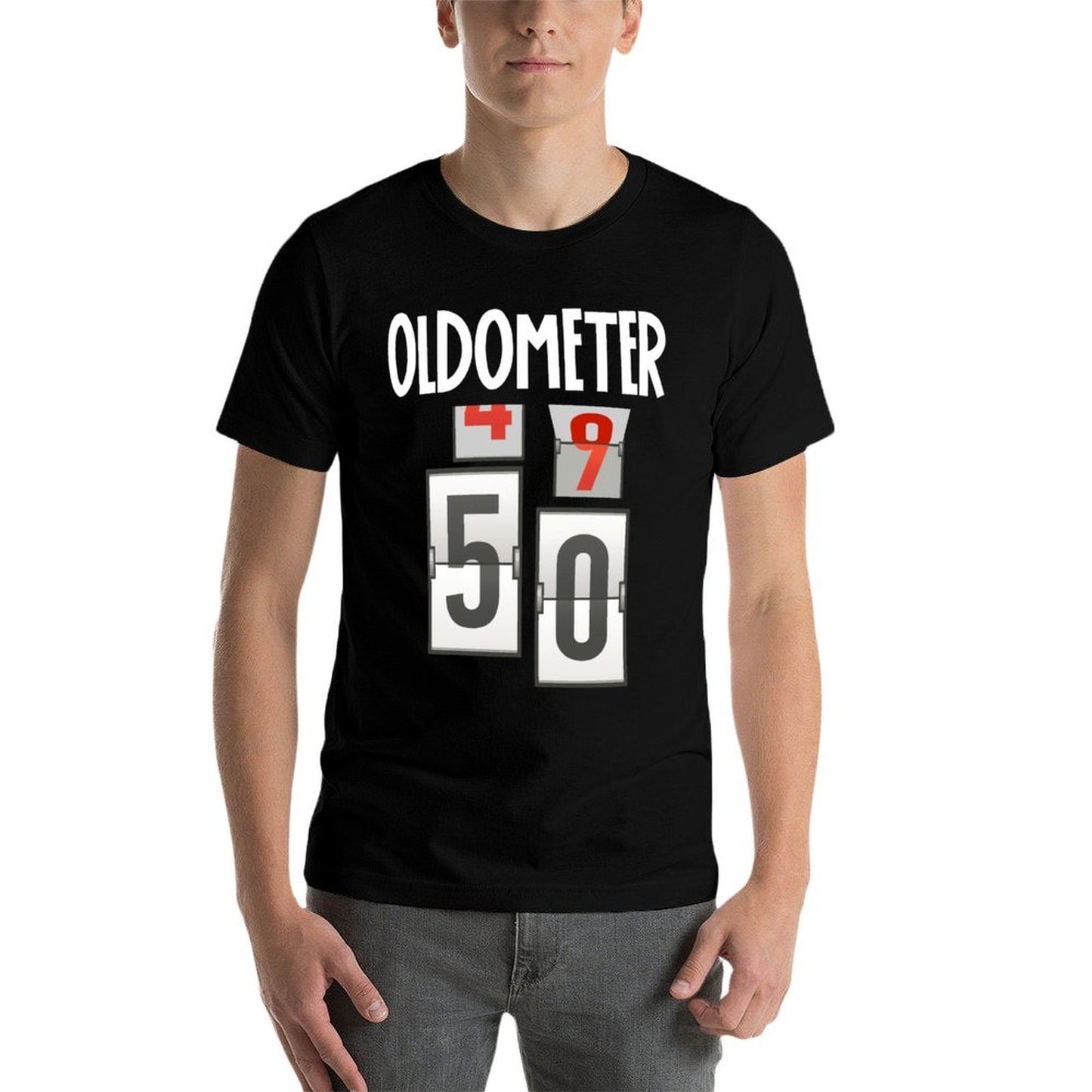 Oldometer 49-50 50th Birthday Funny Gift Men Women Stretchy T-Shirt