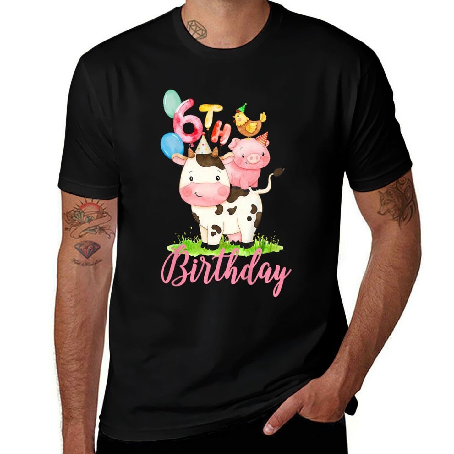 Kids 6 Years Old Girl Farm Animals It's My 6th Birthday Moisture-wicking T-Shirt