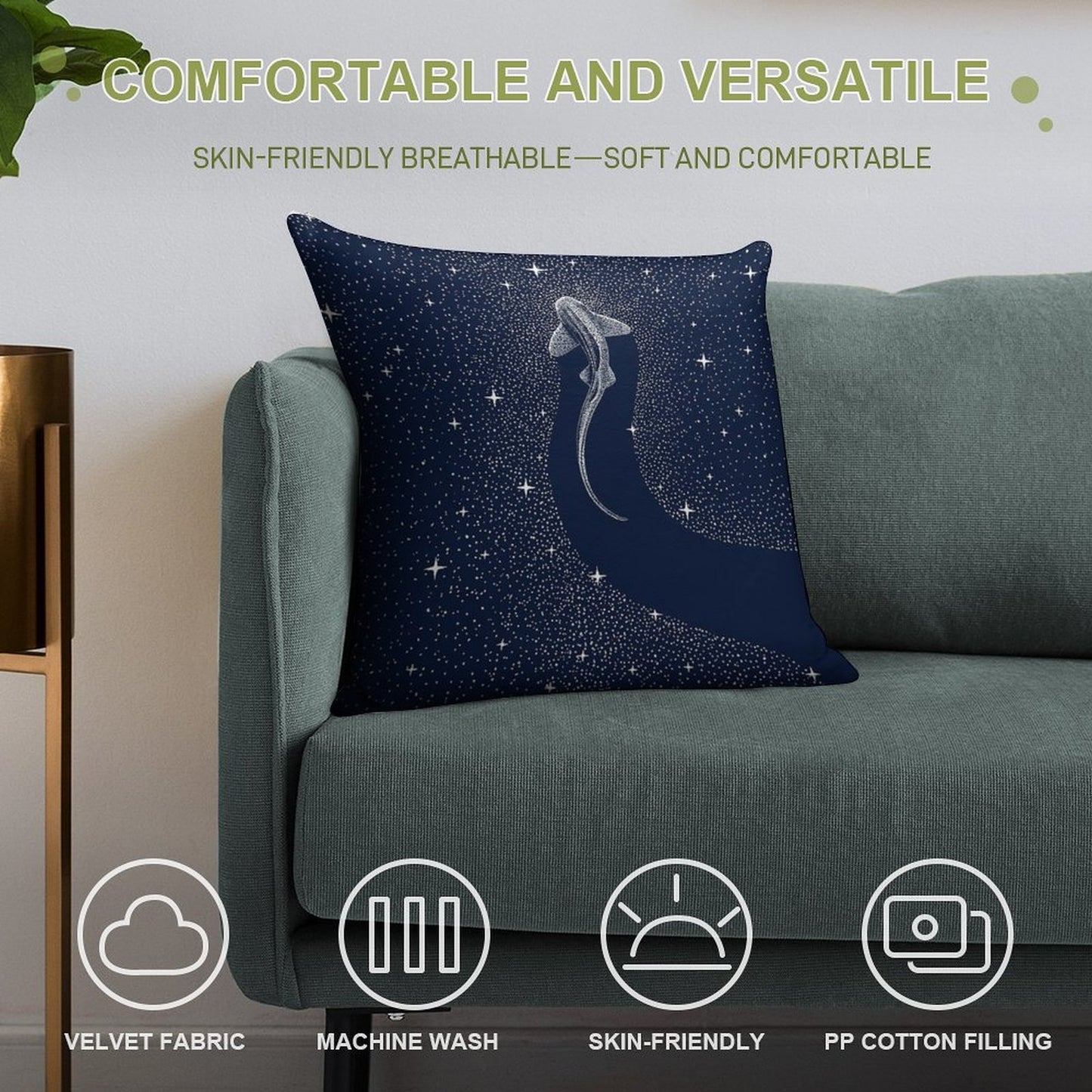 Leopard Shark in Cosmos Soft Skin-Friendly Throw Pillow