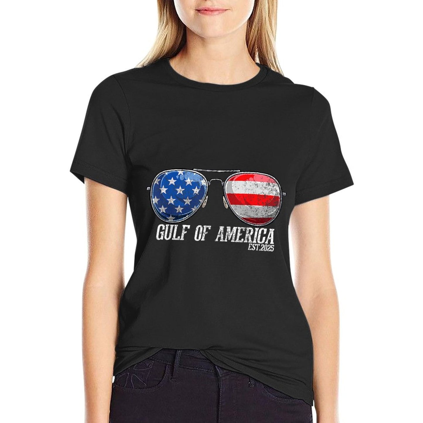 Gulf of US America Est 2025 US Flag Sunglasses Easy-care T-Shirt