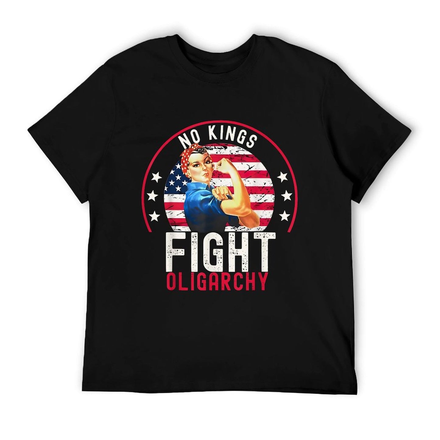 Vintage No Kings Fight Oligarchy Woman's Girl America Rolled Sleeves T-Shirt