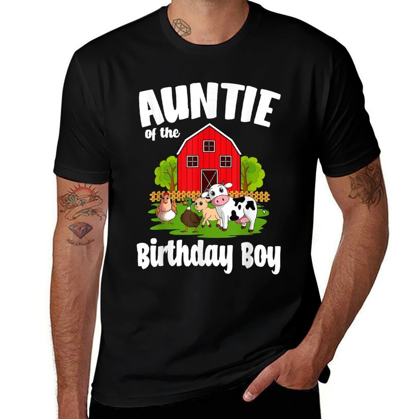 Auntie Of The Birthday Boy Farm Animal Bday Party Eco-friendly Material T-Shirt