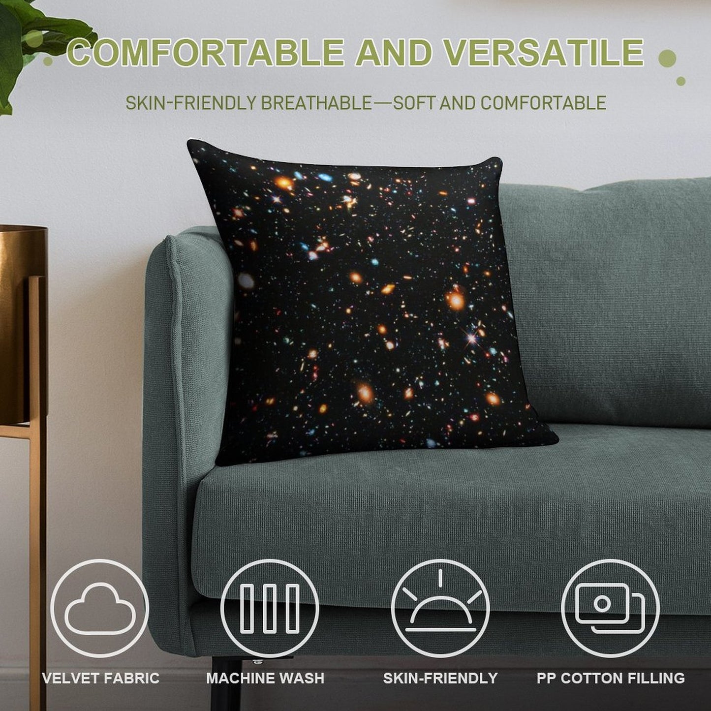 Hubble Extreme Deep Field Soft Washable Throw Pillow