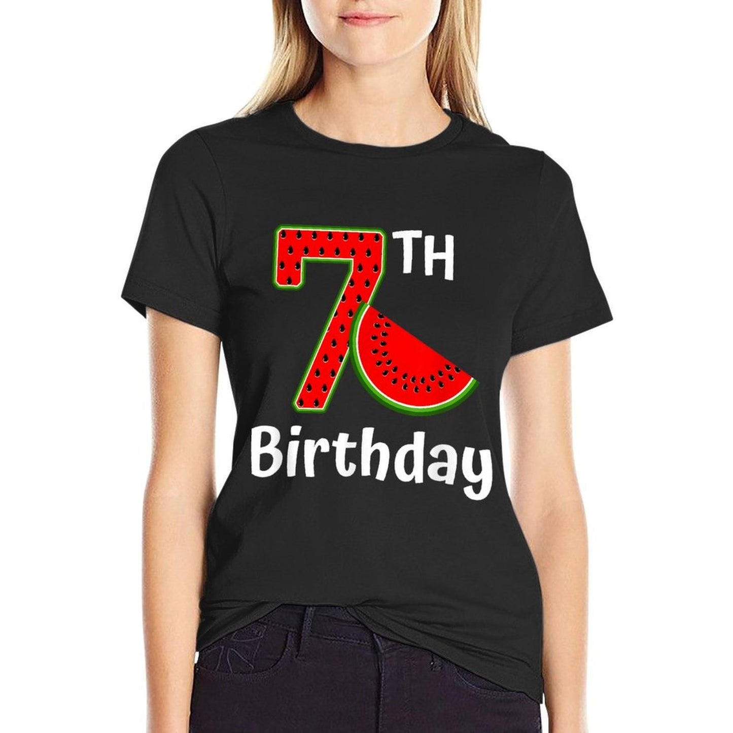 Cute Watermelon 7th Birthday 7 Years Old for Girl Boy Age 7 Odor-resistant T-Shirt