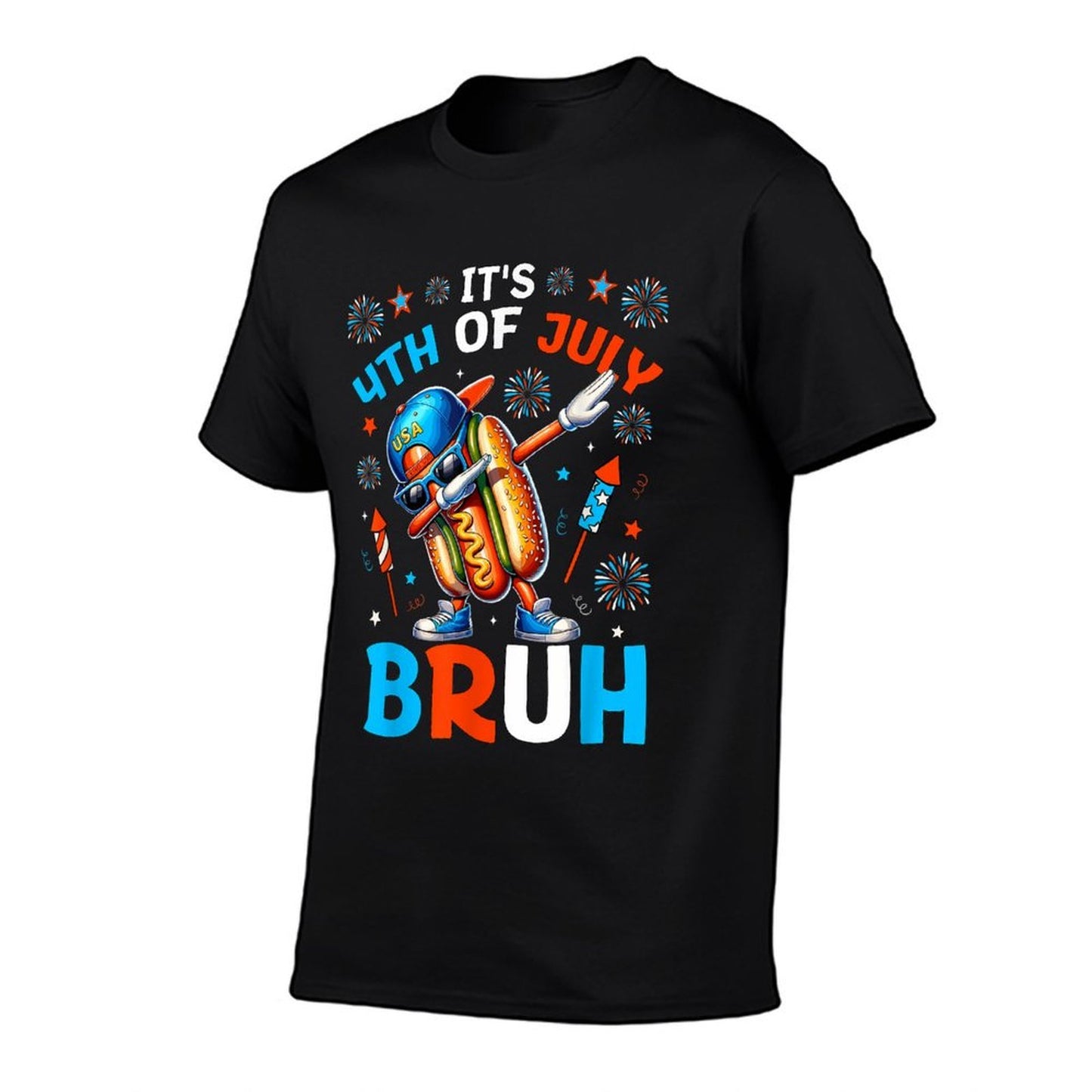 Bruh 4th Of July Boys Kids Hotdog Funny Fourth of July Tagless Design T-Shirt