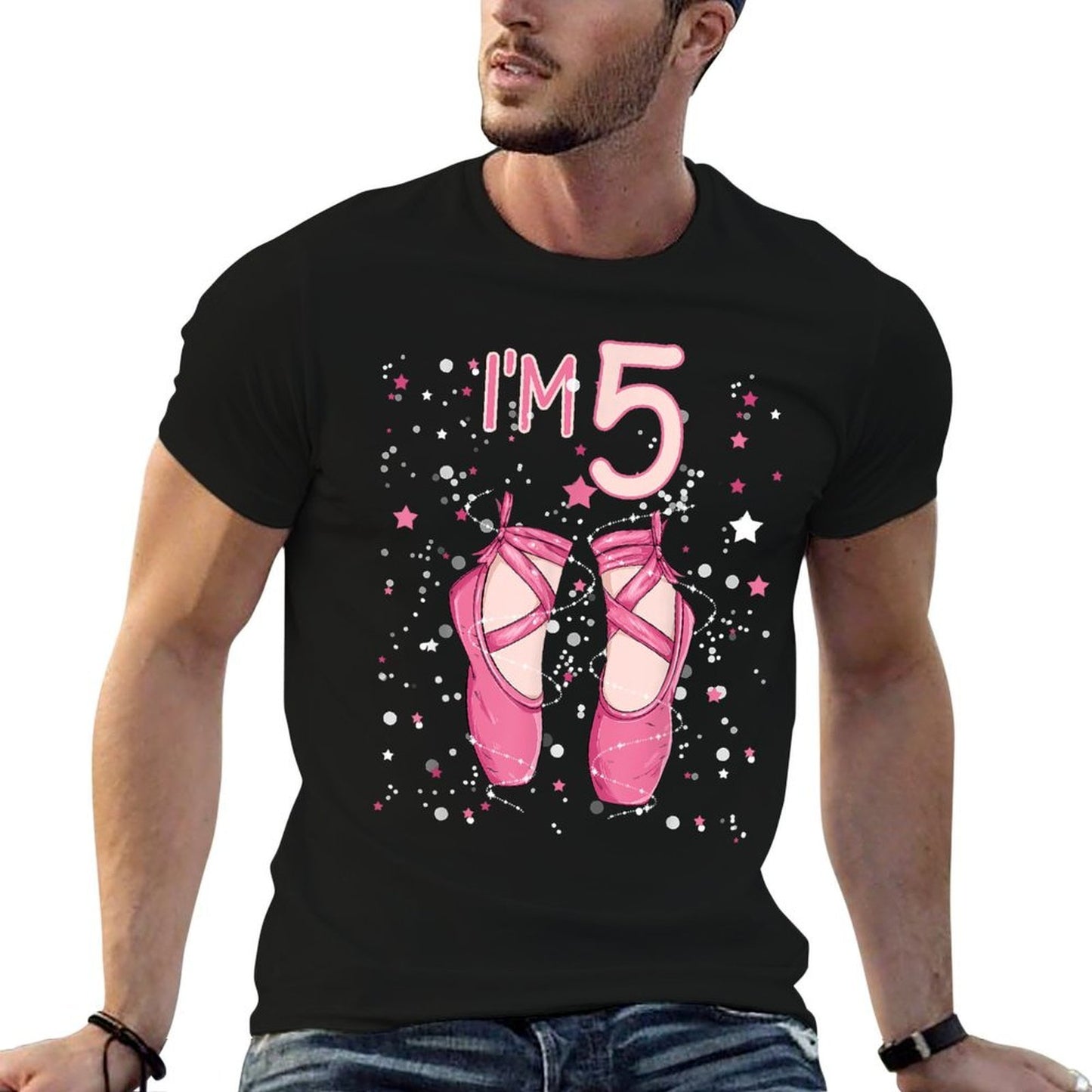 Ballerina 5th Birthday Party 5 Years Old Ballet Shoes Cotton T-Shirt