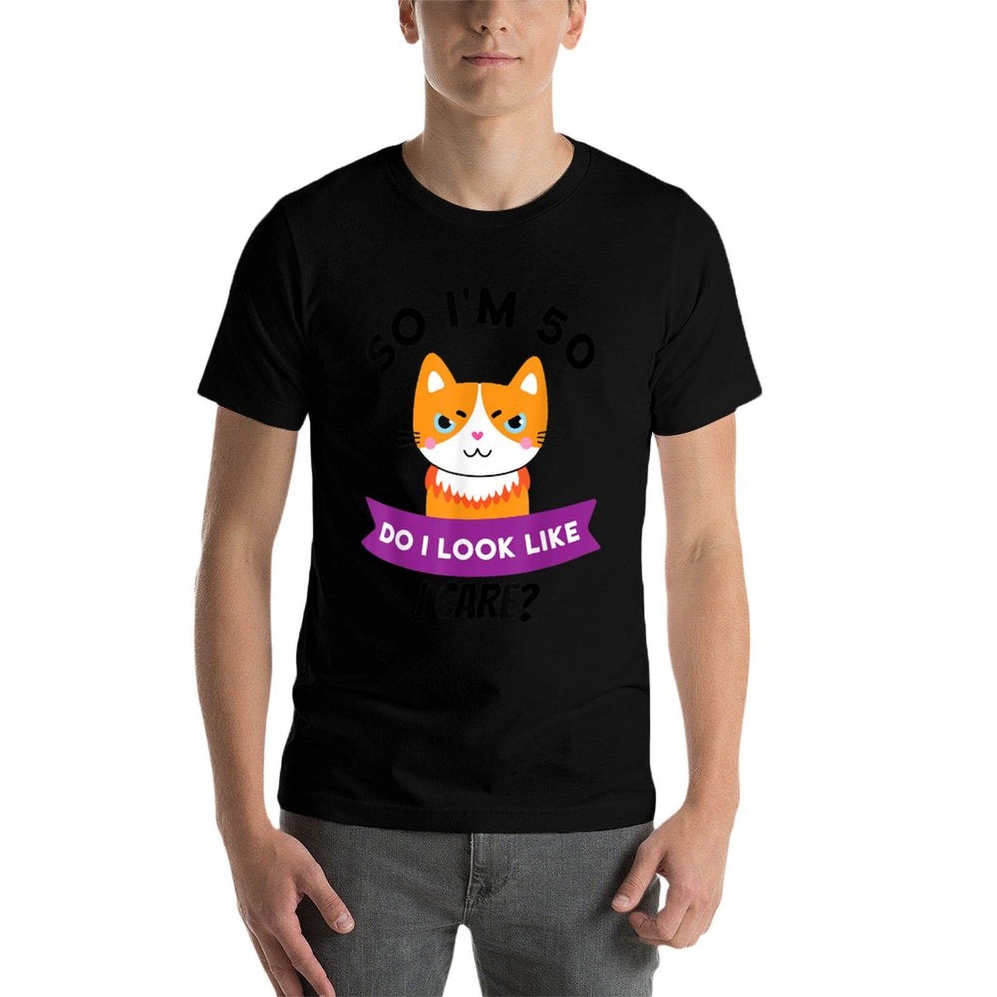 So I'm 50 Do I Look Like I Care Funny 50th Birthday Stretchy T-Shirt