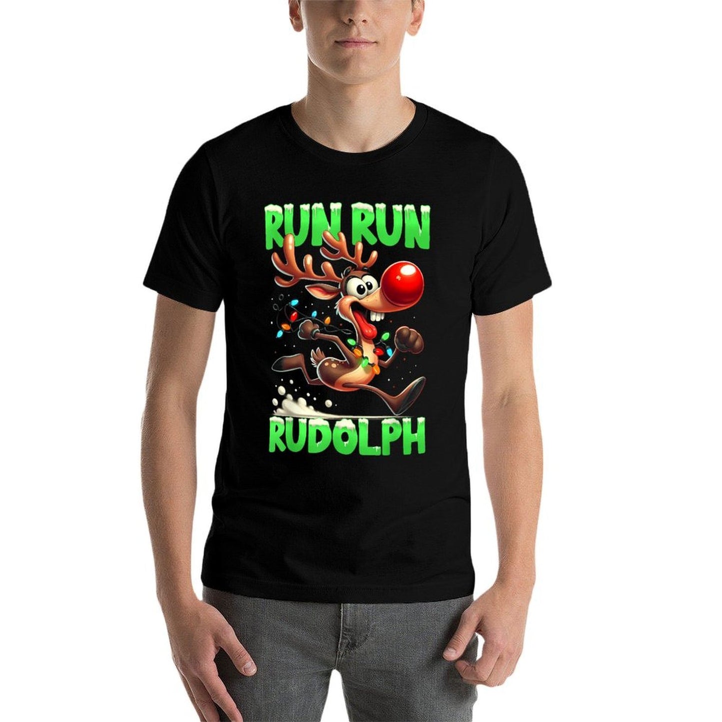 Christmas 5K Run Rudolph Holiday Team Running Outfit Wrinkle-resistant T-Shirt