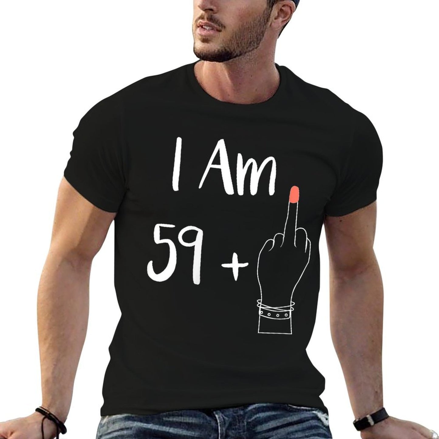 Womens I Am 59 Plus 1 Middle Finger For A 60th Women 60 Years Old Cotton T-Shirt