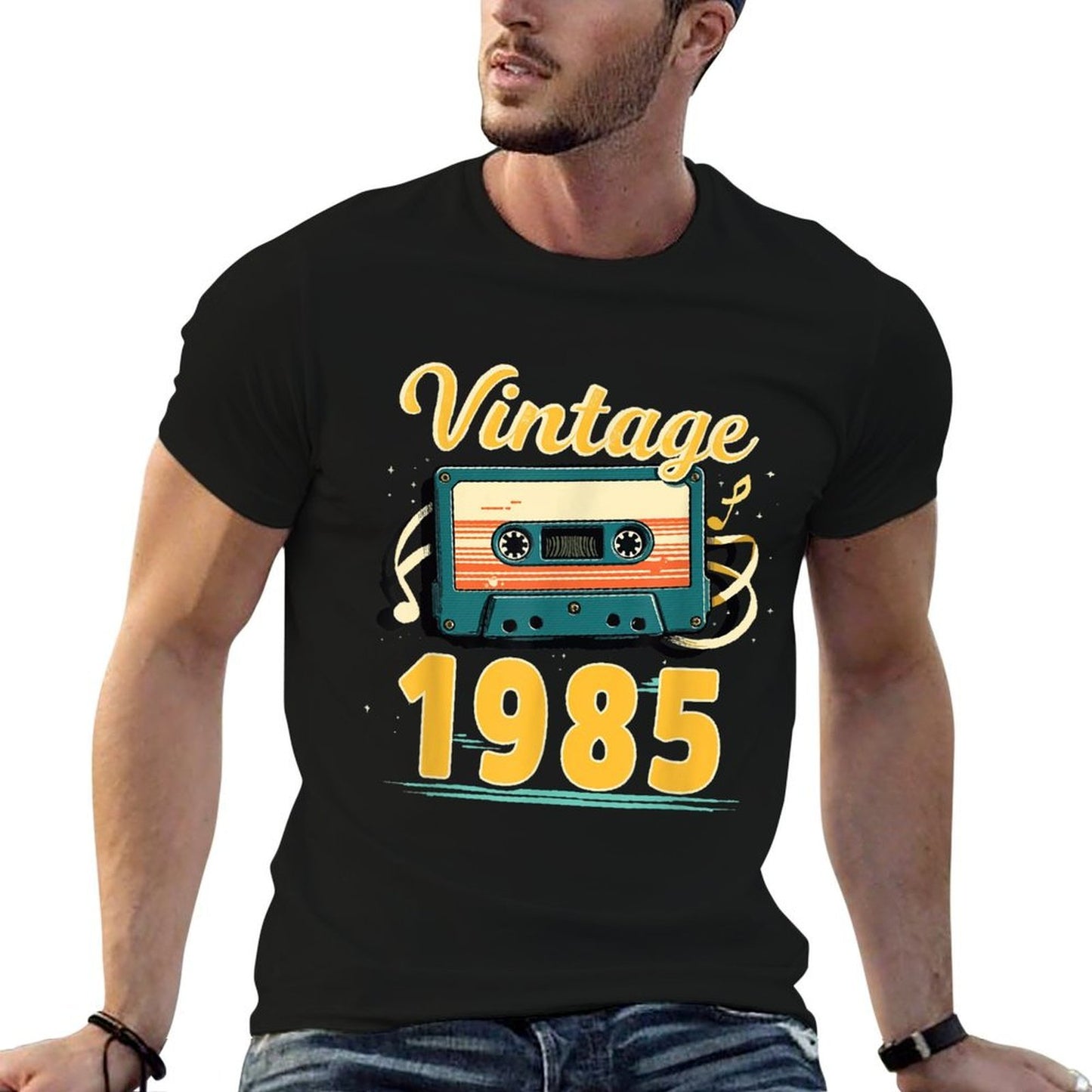 40th Birthday Gifts for Men Women Born in 1985 Retro Vintage Summer-ready Fabric T-Shirt