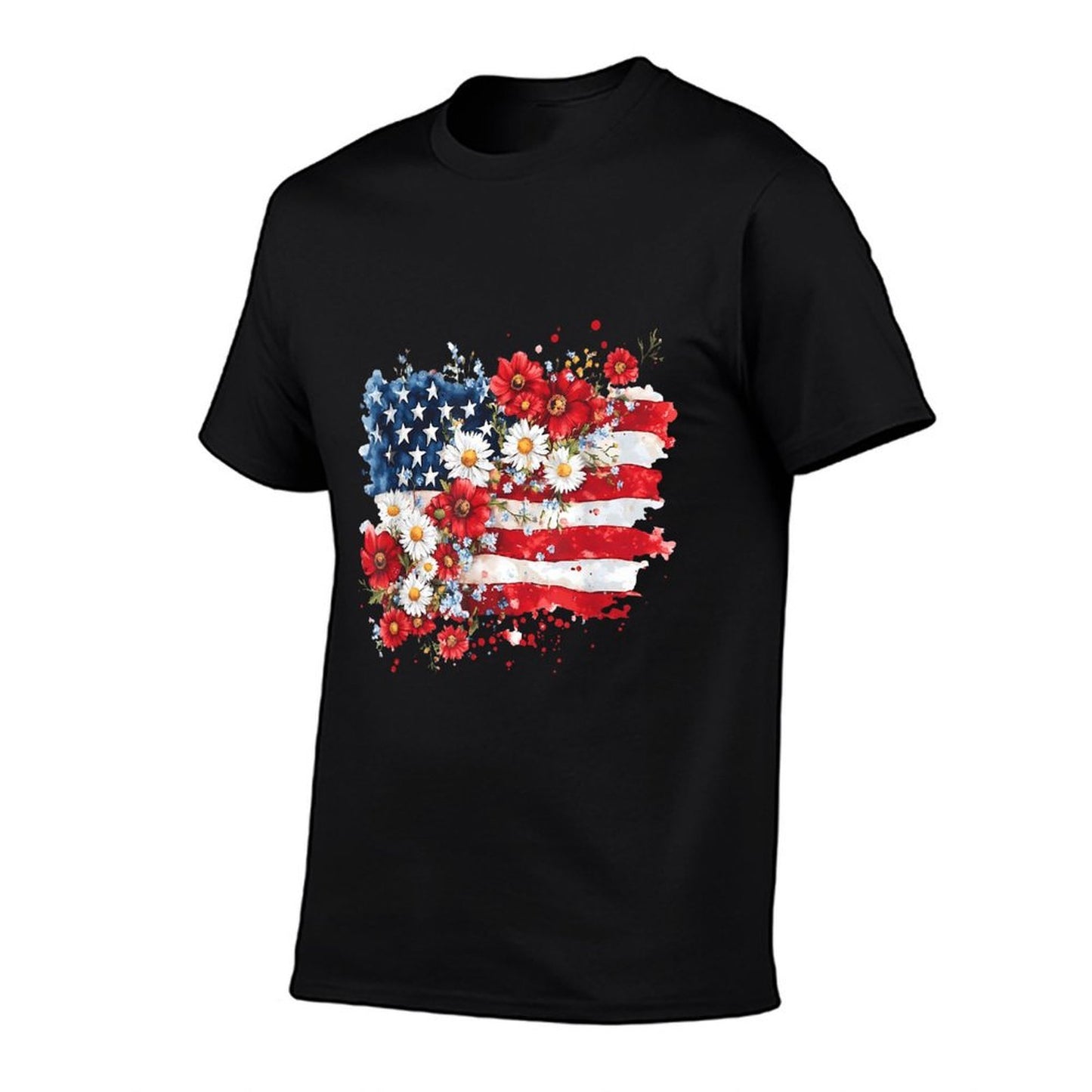 4th of July Floral American Wildflowers Patriotic Women Graphic-printed T-Shirt