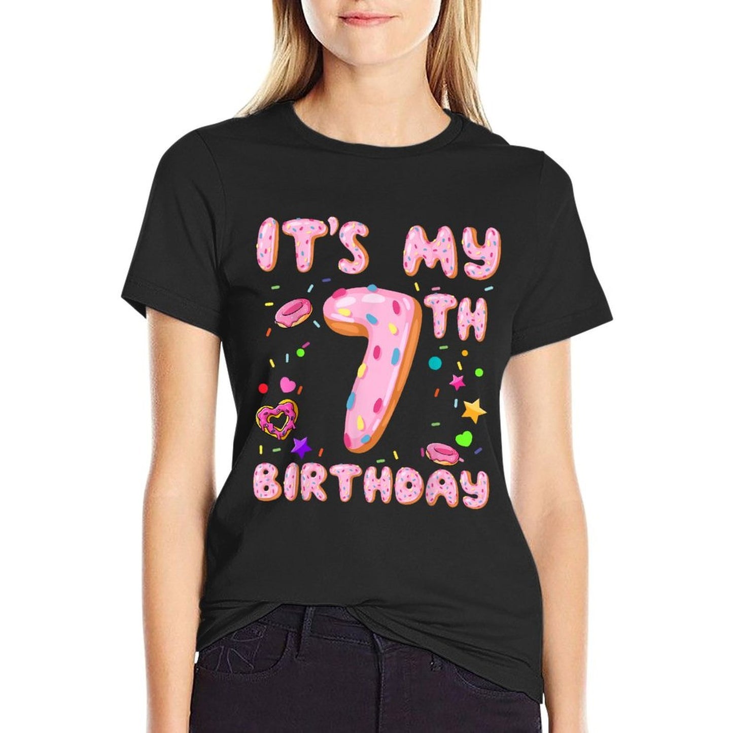 It's My 7th Birthday Sweet Donut 7 Year Old Bday Girl Lightweight T-Shirt