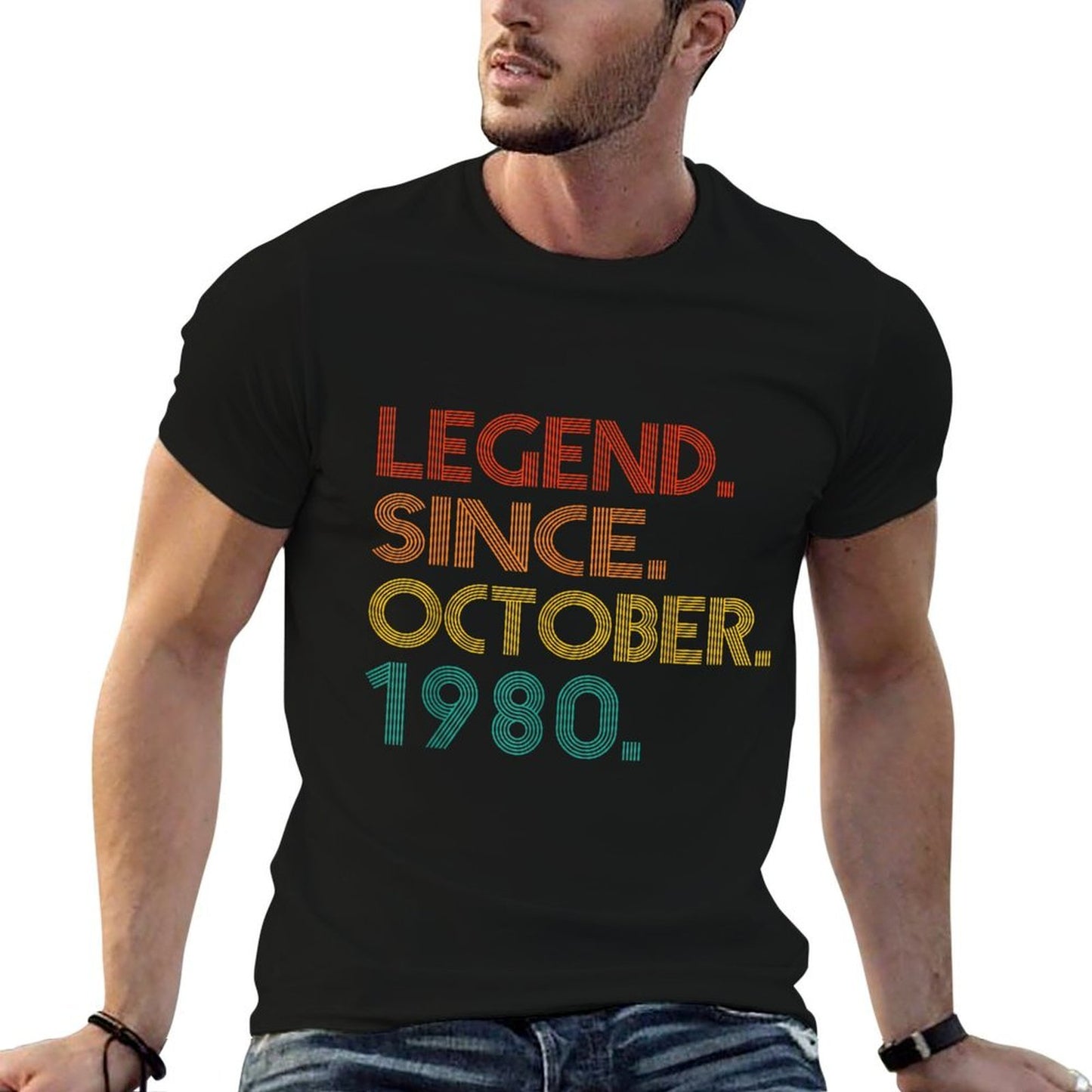 Legend Since October 1980 Men Women 1980 Vintage Birthday Summer-ready Fabric T-Shirt
