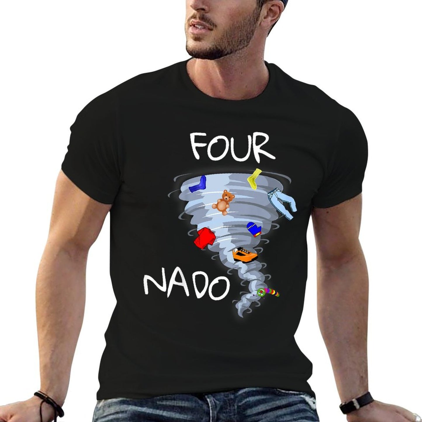 Kids Four Nado Tshirt 4 Year Old Birthday Boy T Rolled Sleeves T-Shirt