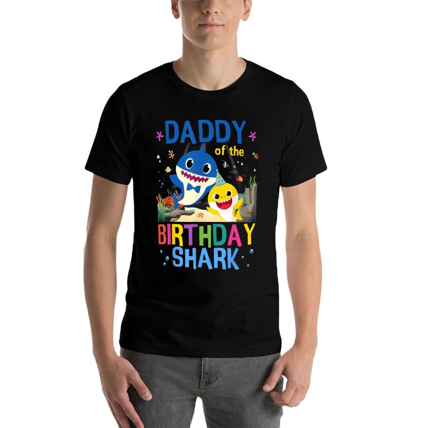 Funny Daddy Of The Birthday Family Shark Kids Birthday Lightweight T-Shirt