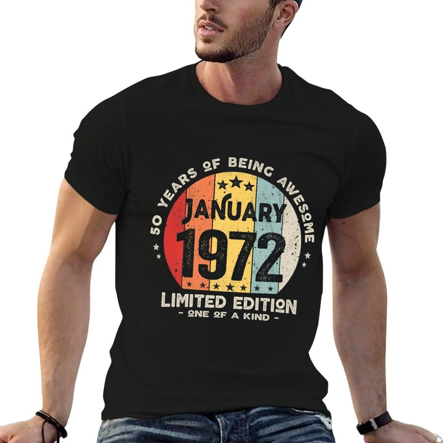 50 Years Old January 1972 Limited Edition 50th Birthday Premium Oversized Silhouette T-Shirt