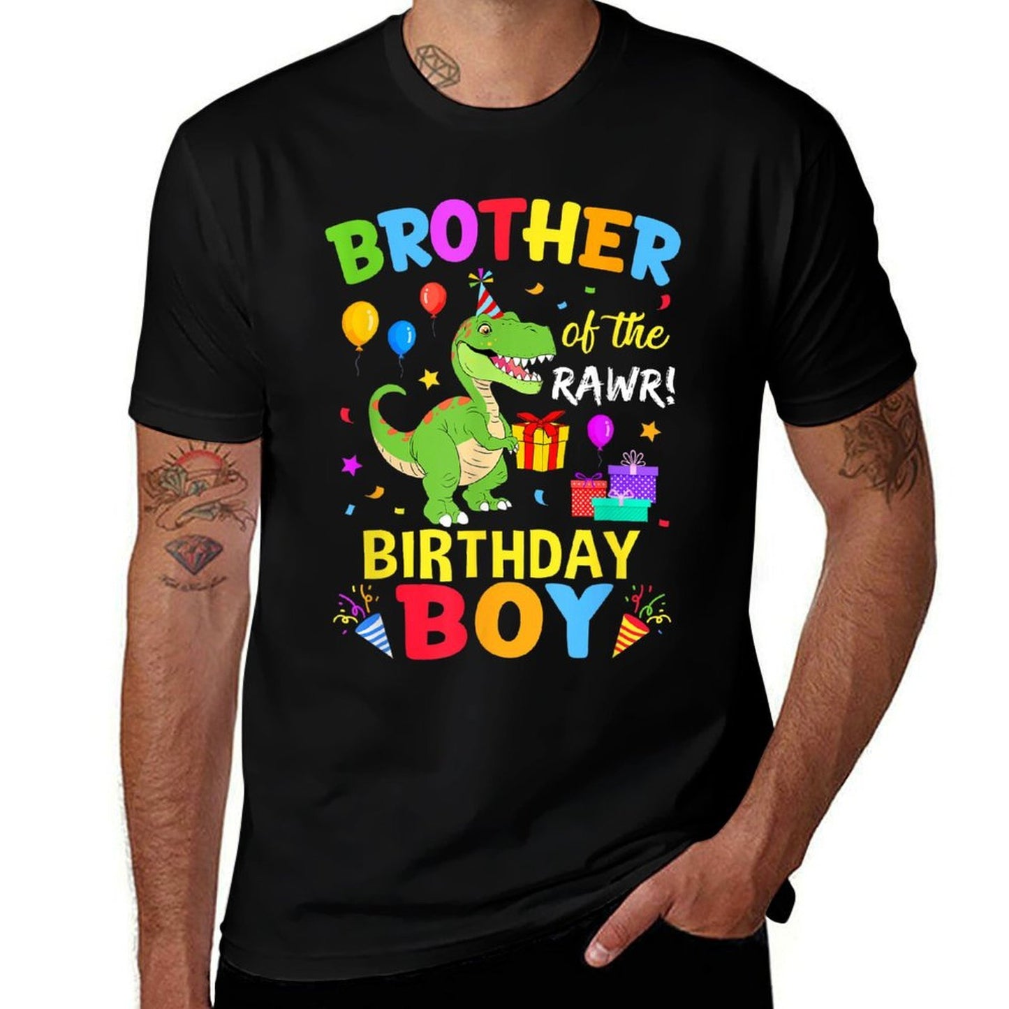 Brother Of The Birthday Boy T-Rex Funny Dinosaur Boy Party Lightweight T-Shirt