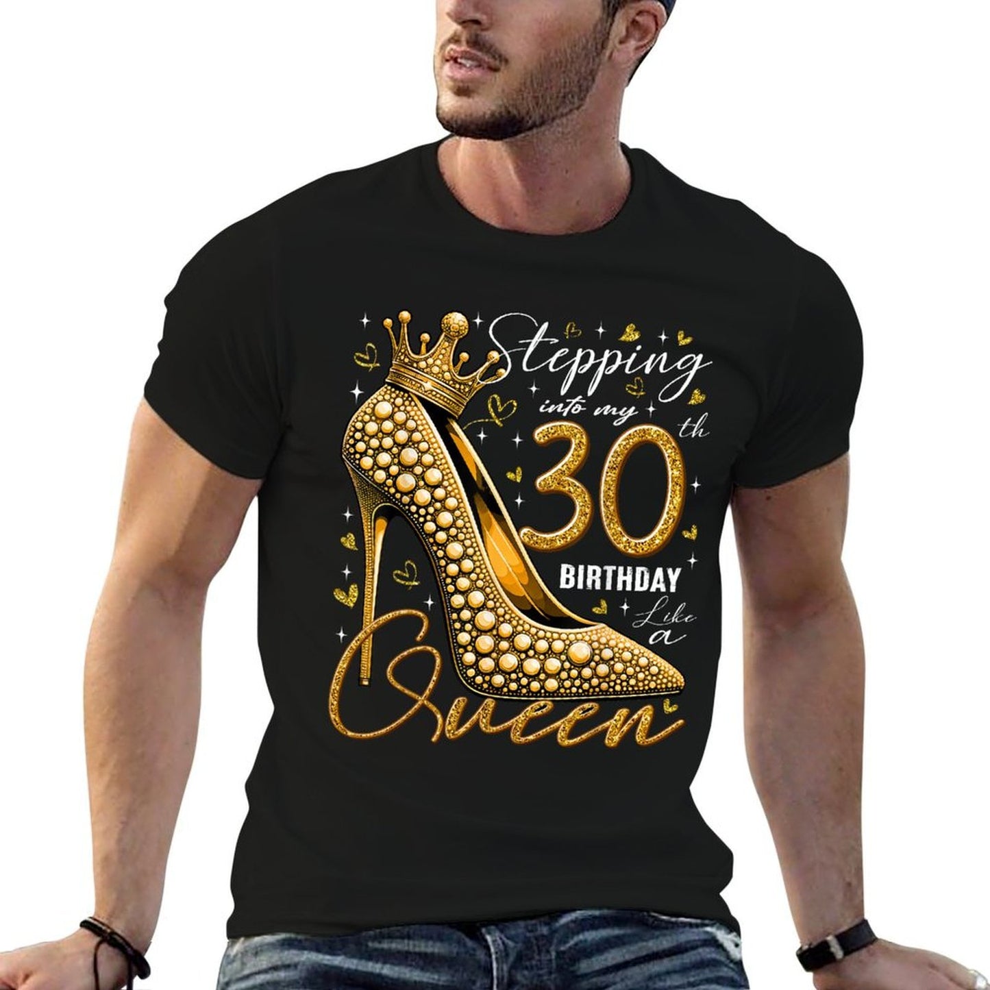 30 Year Old Gifts High Heels Stepping Into My 30th Birthday Tagless Design T-Shirt