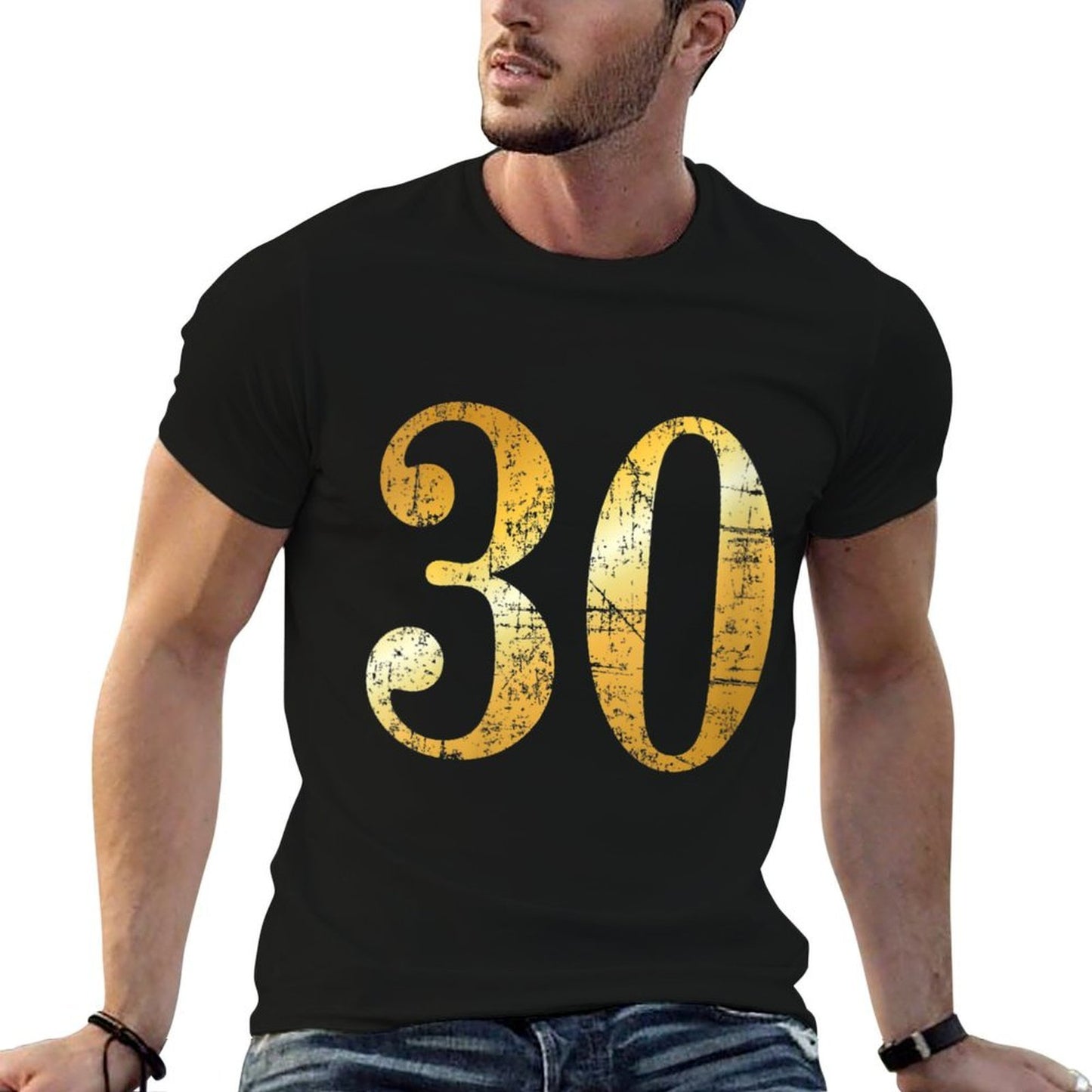 Womens 30 Years (Antique Yellow) 30th Birthday Gift Rolled Sleeves T-Shirt