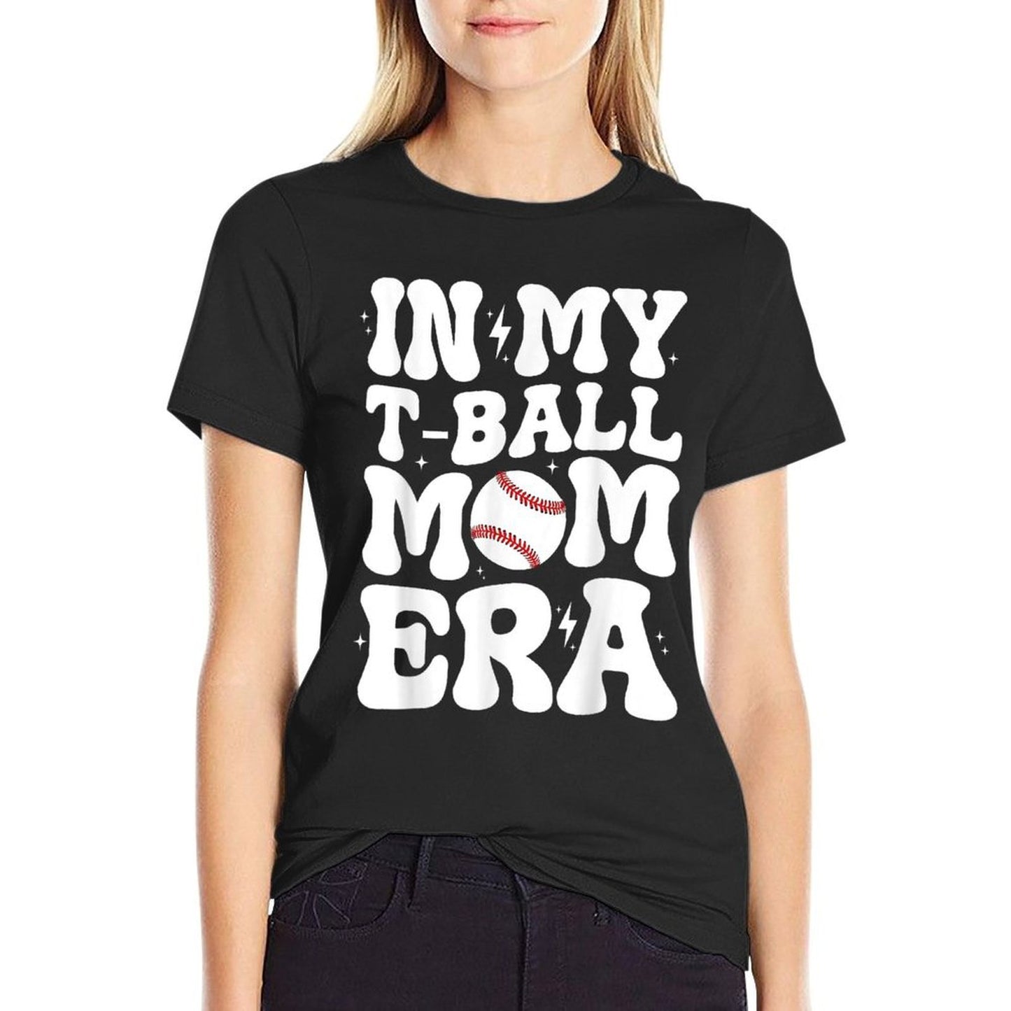 In My T Ball Mom Era Groovy Funny Ball Mom Mother's Day Vintage-inspired T-Shirt