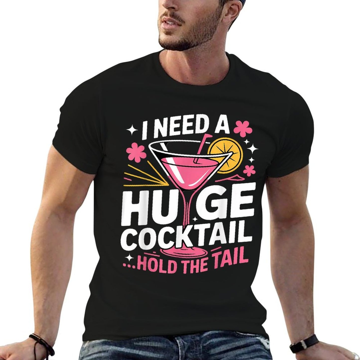 I Need A Huge Cocktail Funny Adult Humor Party Cocktail Oversized Silhouette T-Shirt
