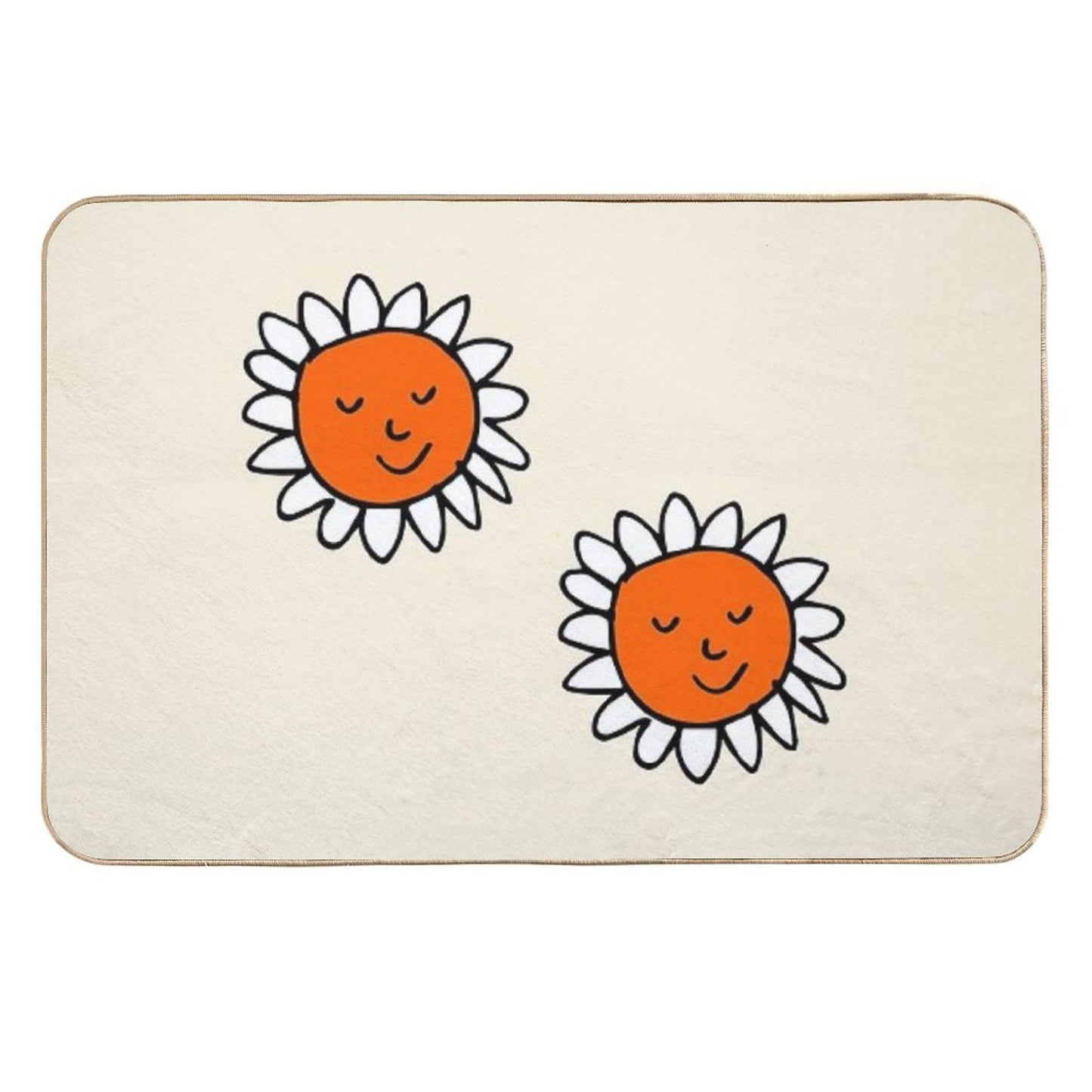 Spring Cat Sun Flower Beige Stain-Proof Bath Mat