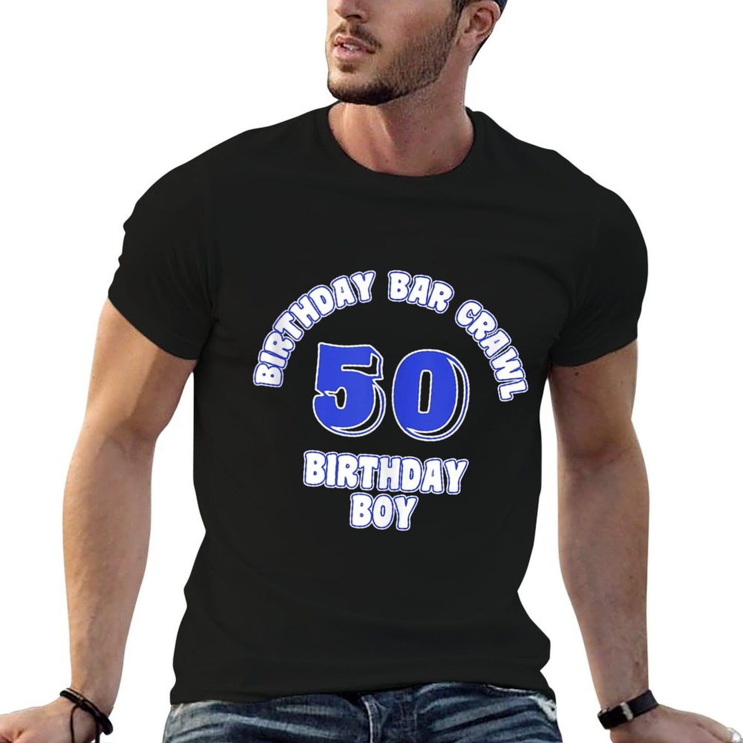 50th Birthday, Birthday Bar Crawl Gift, Birthday Squad Relaxed-fit T-Shirt