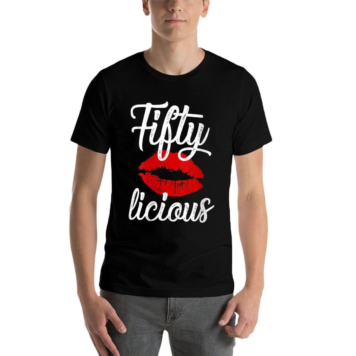 Womens Fifty Licious Sexy Lips Funny 50th Birthday Party Outfit Summer-ready Fabric T-Shirt