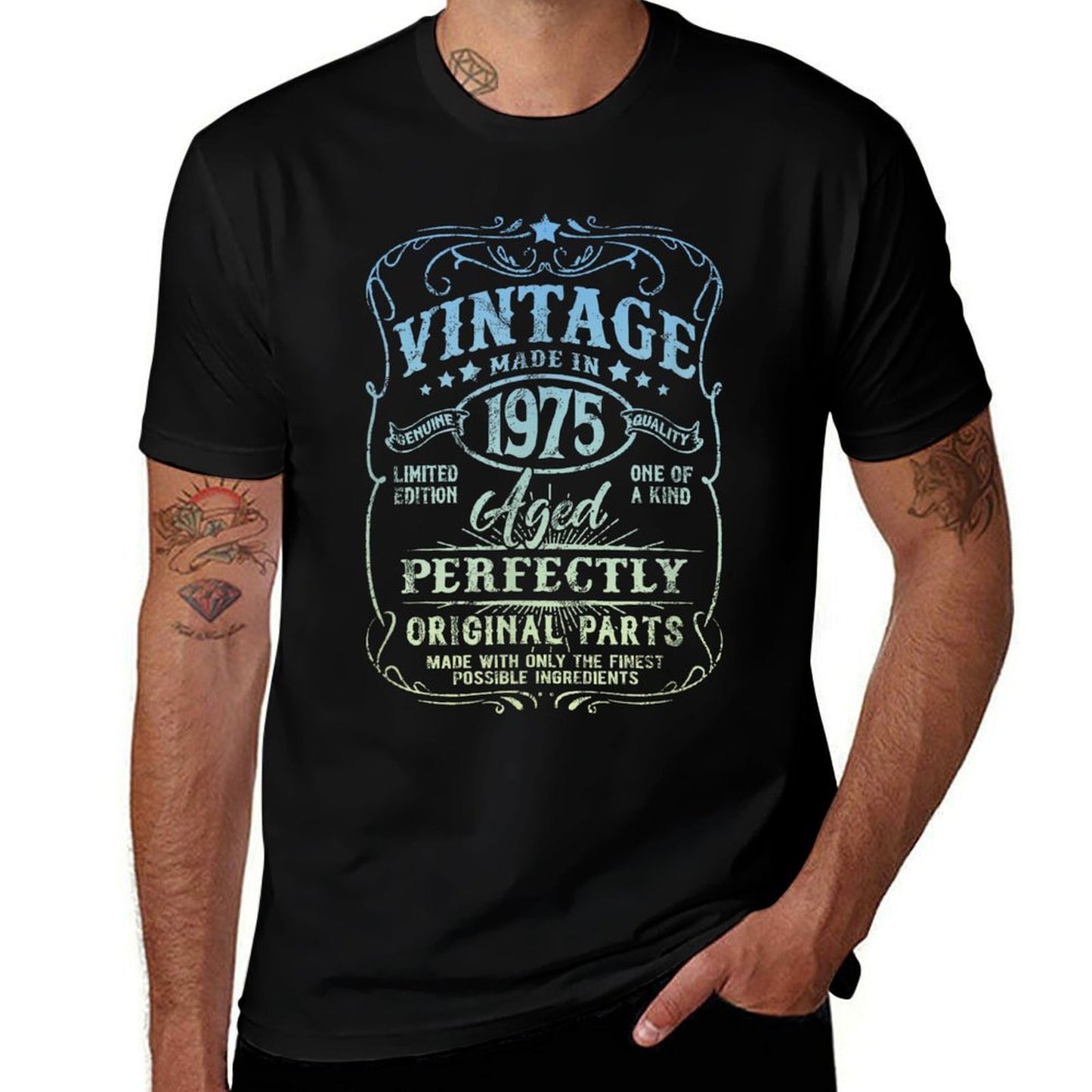 Vintage Born In 1975 Classic Original 50th Birthday High-quality Stitching T-Shirt
