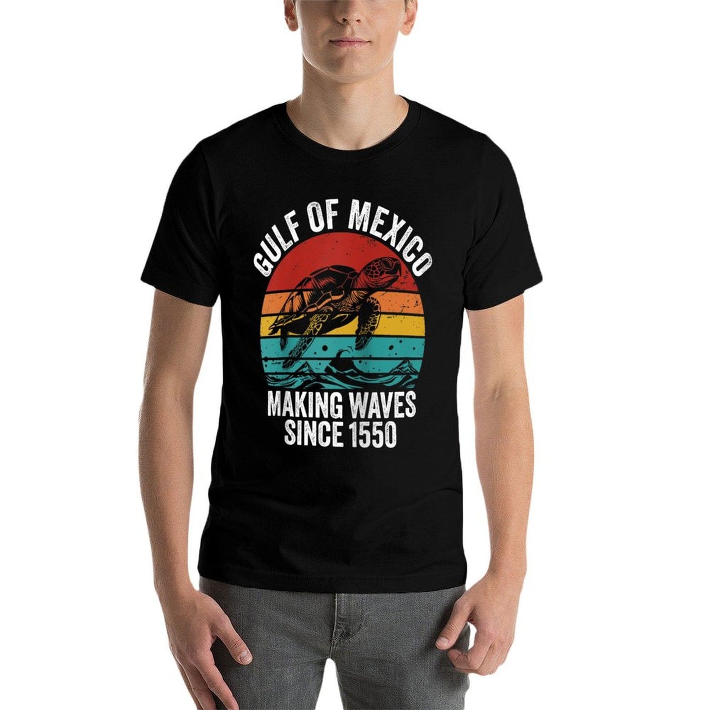 Gulf Of Mexico Est 1550 Turtle The Gulf Of Mexico Raglan Baseball Trendy Pattern T-Shirt
