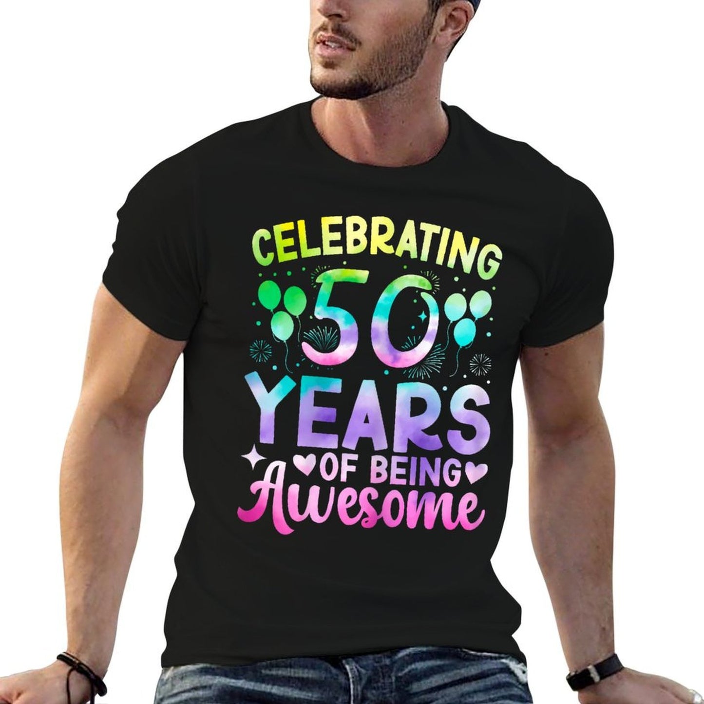 50th Birthday Women 50 Year Old Tie Die Birthday Tagless Design T-Shirt