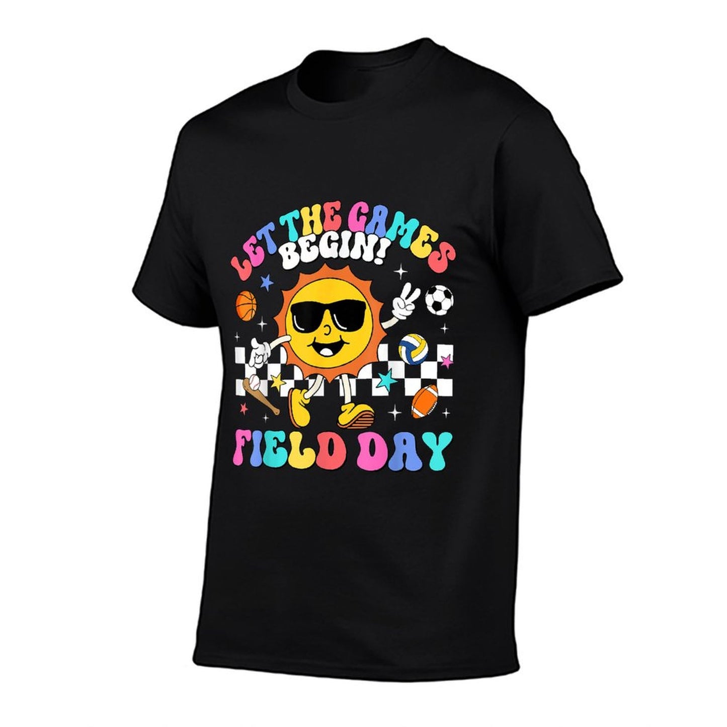 Field Day 2025 Let The Games Begin Teachers Kids Field Day Ribbed Collar T-Shirt