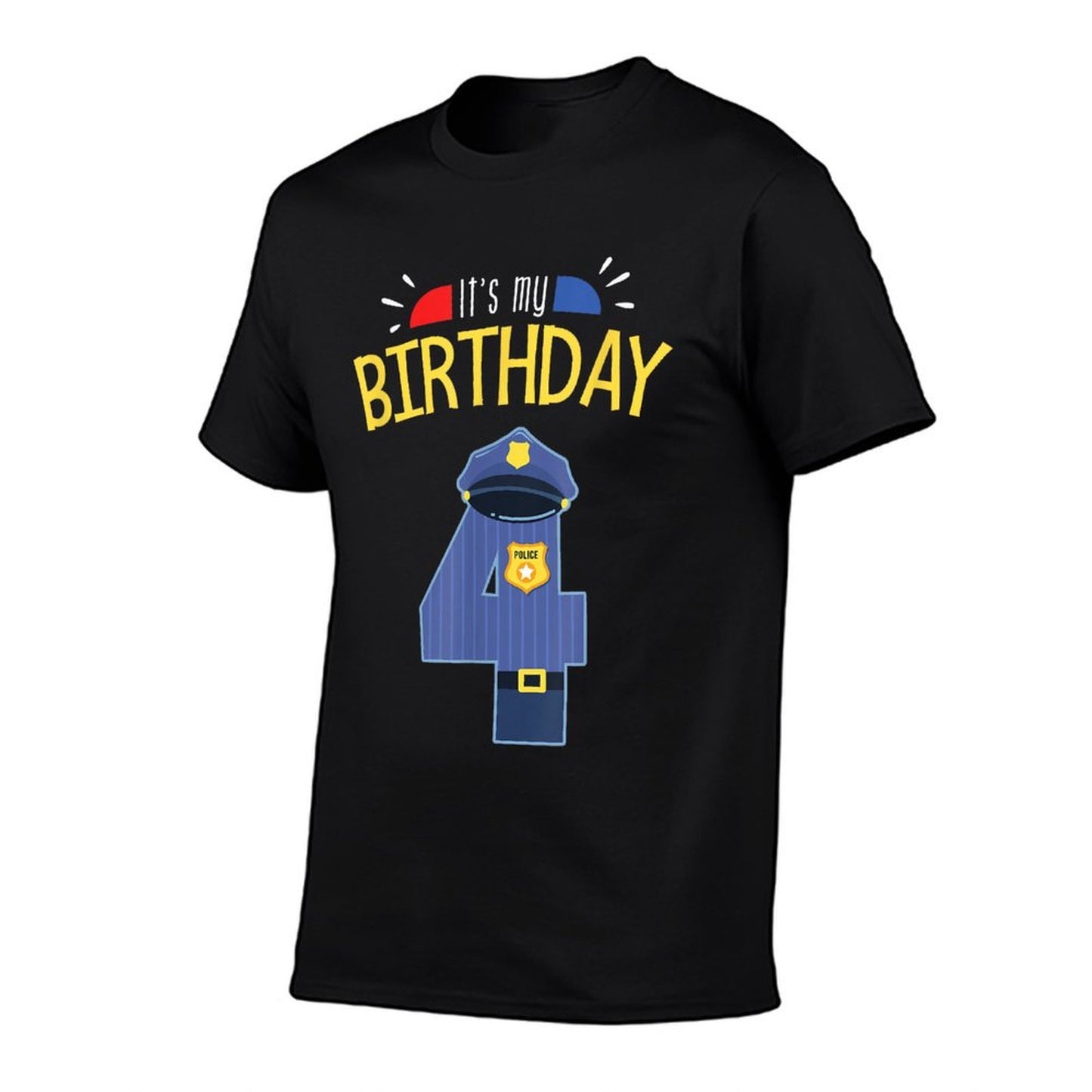 4th Birthday 4 Year Old Boys Police Officer Uniform T-shirt High-quality Stitching T-Shirt
