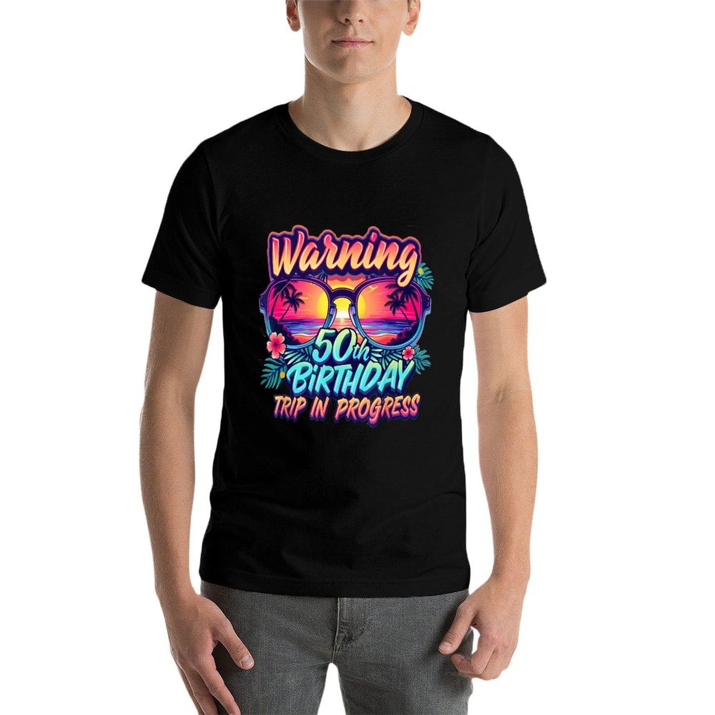 Funny 50 Years Old Warning 50th Birthday Trip In Progress High-quality Stitching T-Shirt