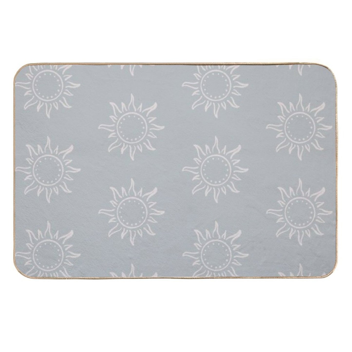 Cute Boho Sun Pattern Bohemian Aesthetic In Muted Colors Muted Teal Non-Slip Bath Mat