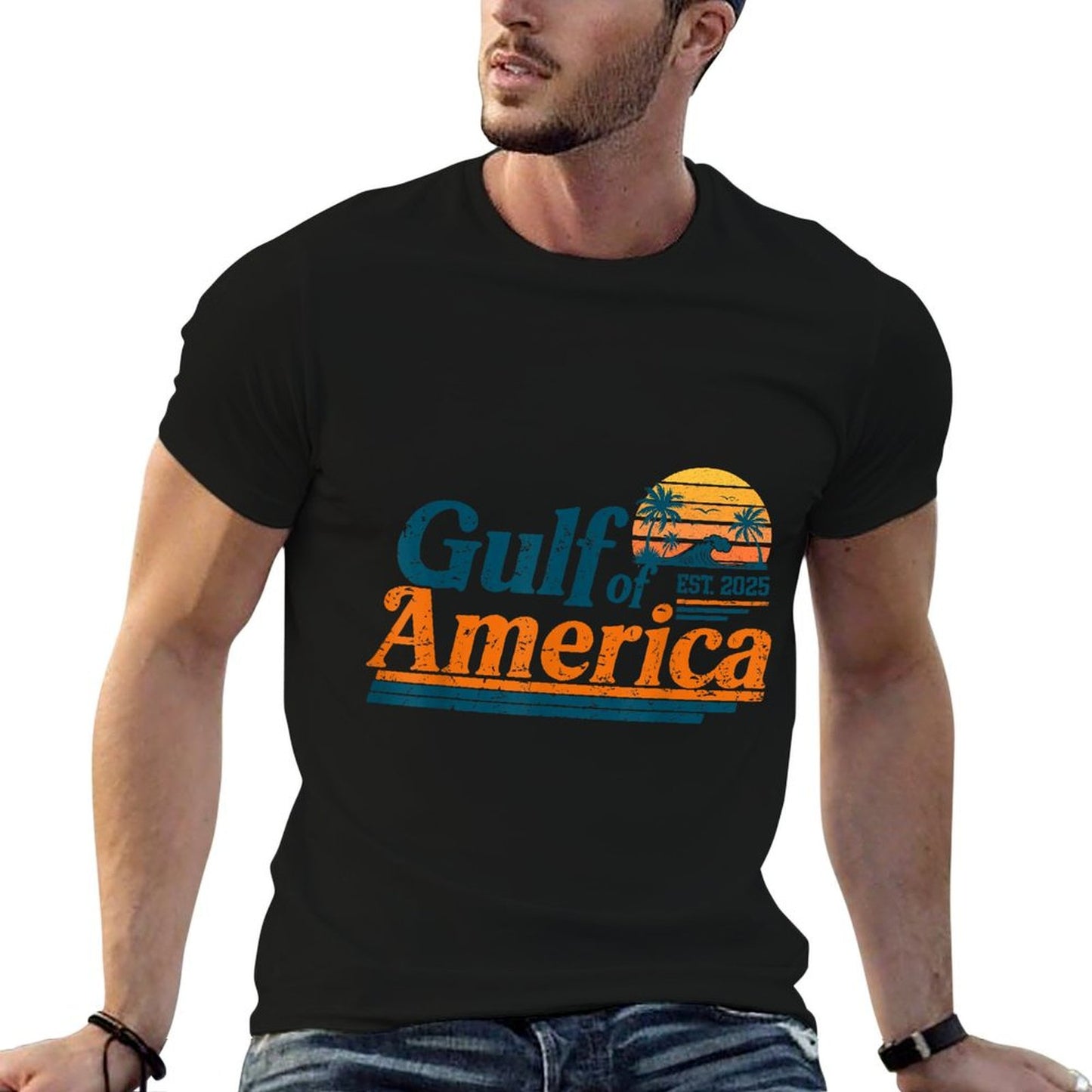 Retro Vintage Gulf Of US America 2025 American Gifts High-quality Stitching T-Shirt