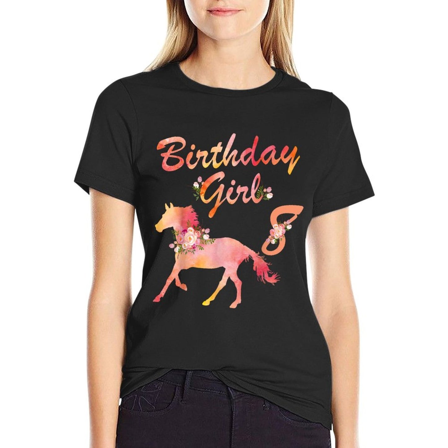 Horse Lover 8th Birthday For Girls Love Horses 8 Years Old Easy-care T-Shirt