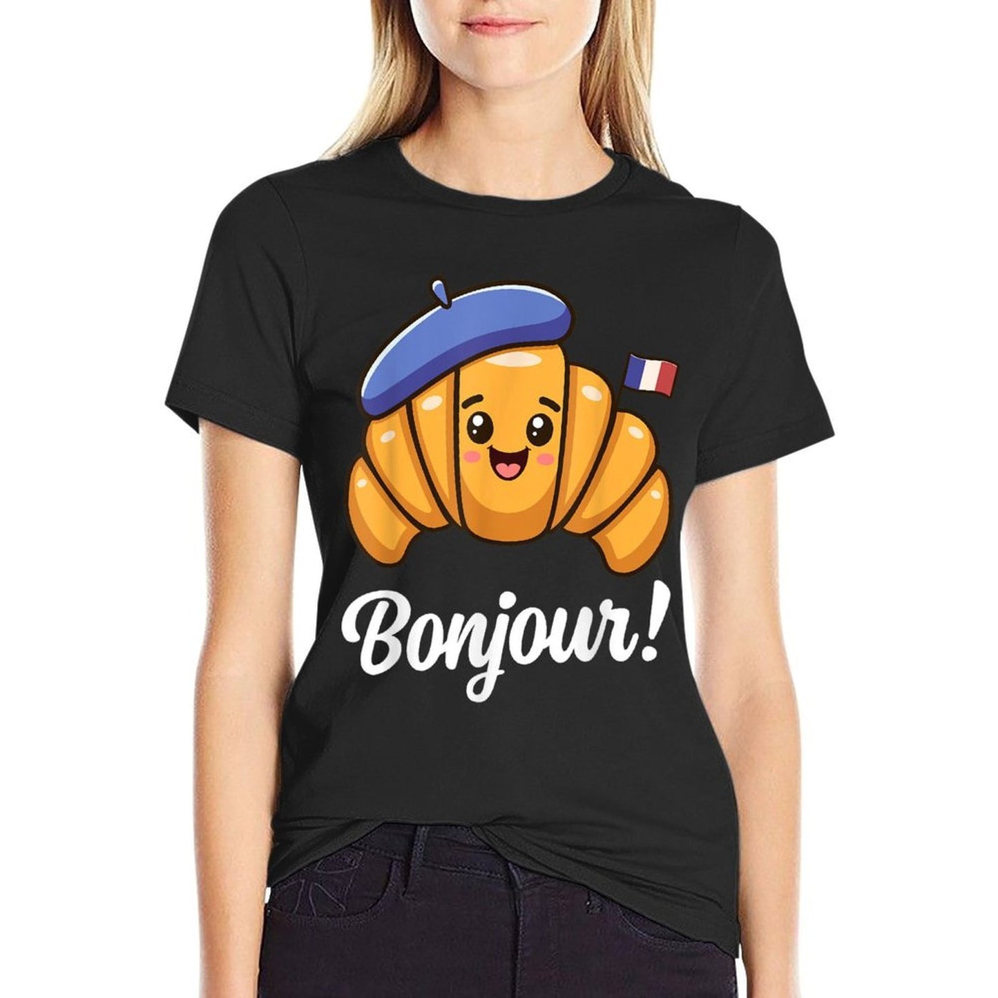 Croissant French Saying Quote France Baking Breakfast Funny Cotton T-Shirt