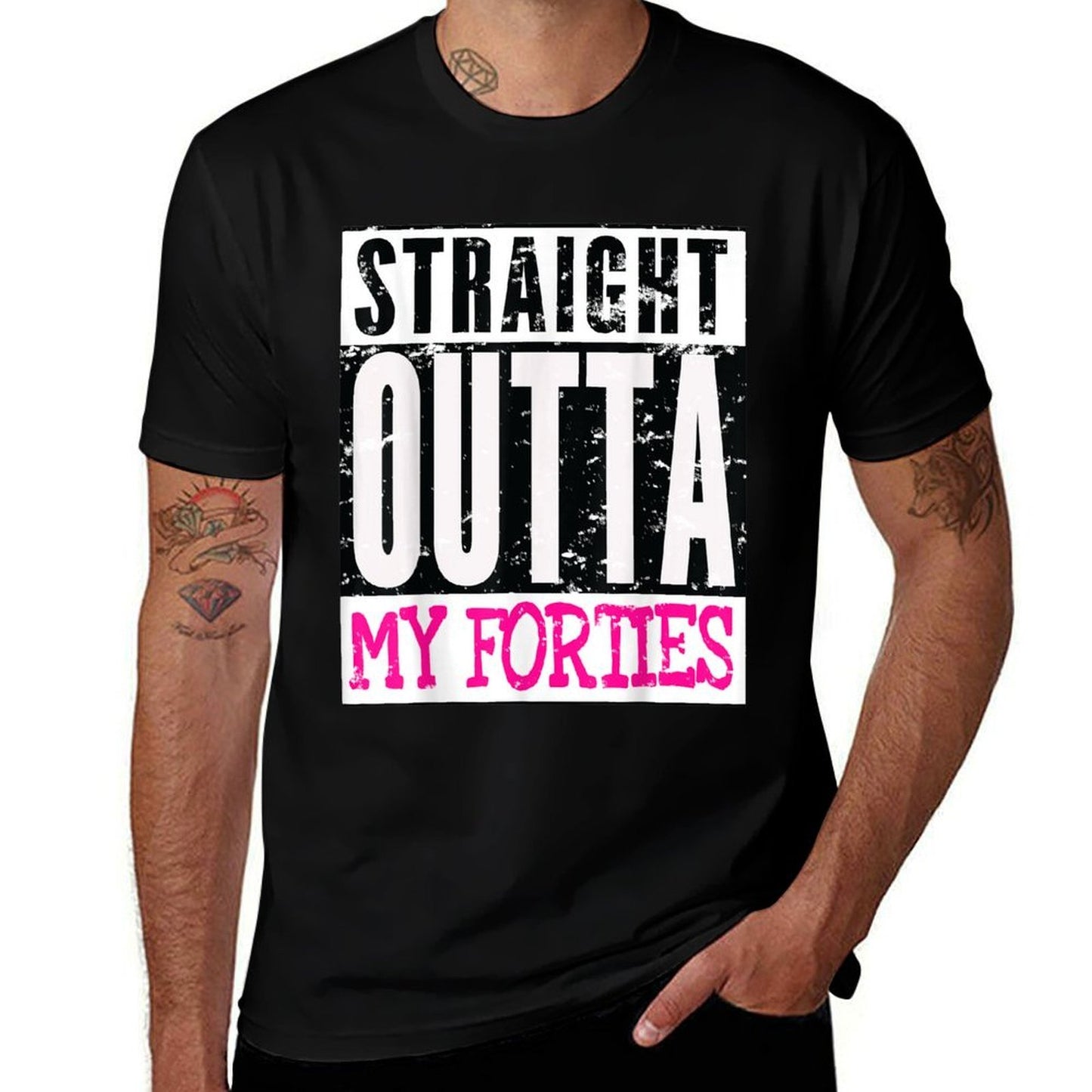 Straight Outta My Forties Funny Women's 50th Birthday Gift Trendy Pattern T-Shirt