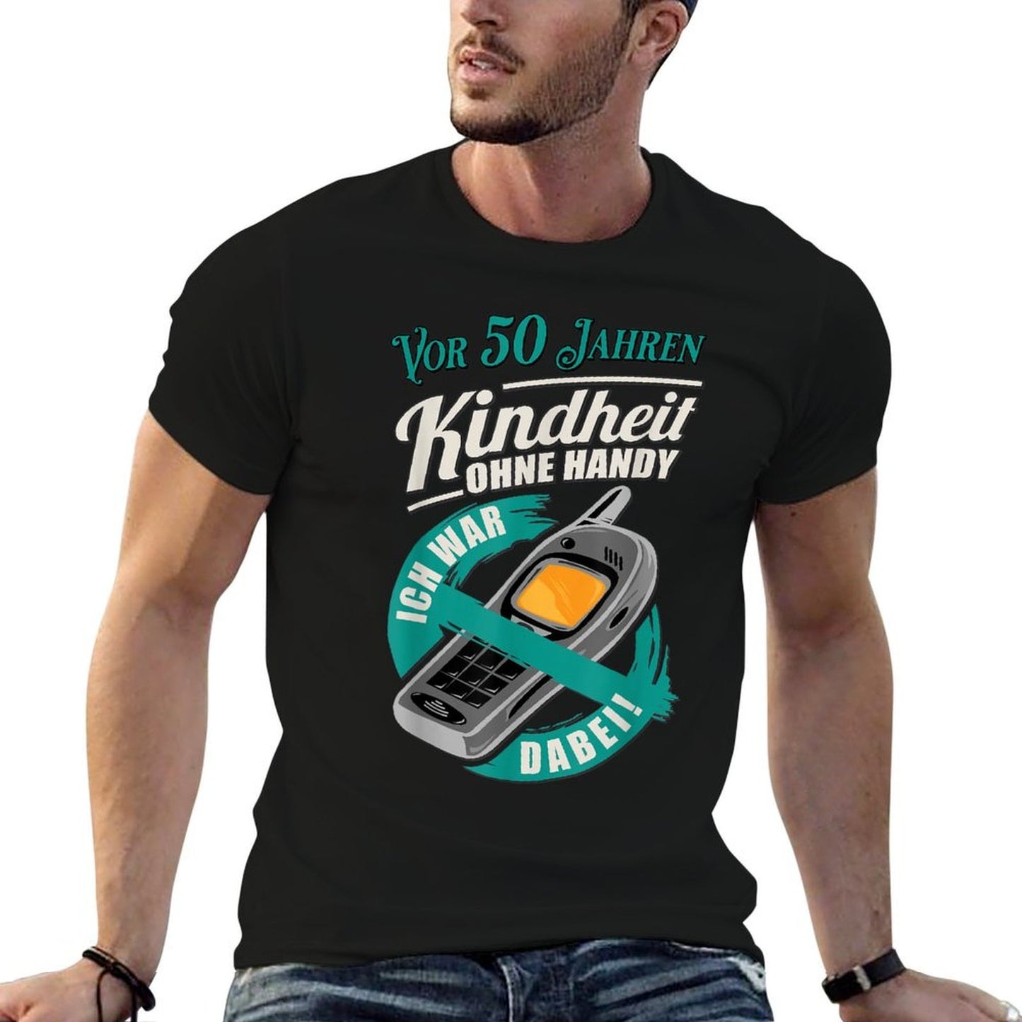 50th Birthday Childhood Without Mobile Phone 50 Years Ago Vintage-inspired T-Shirt