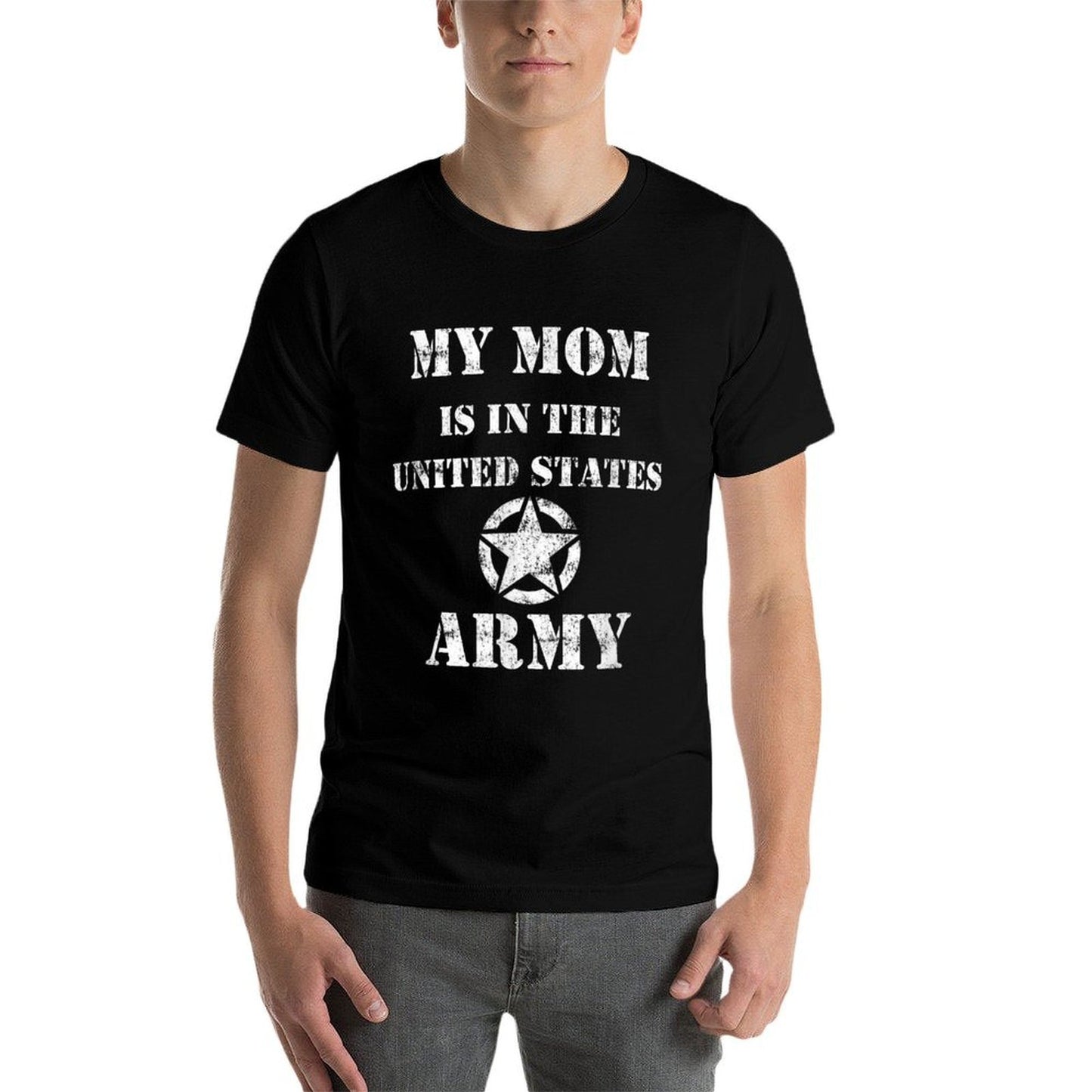 My Mom Is in The US Army Vintage Army Star Logo Oversized Silhouette T-Shirt
