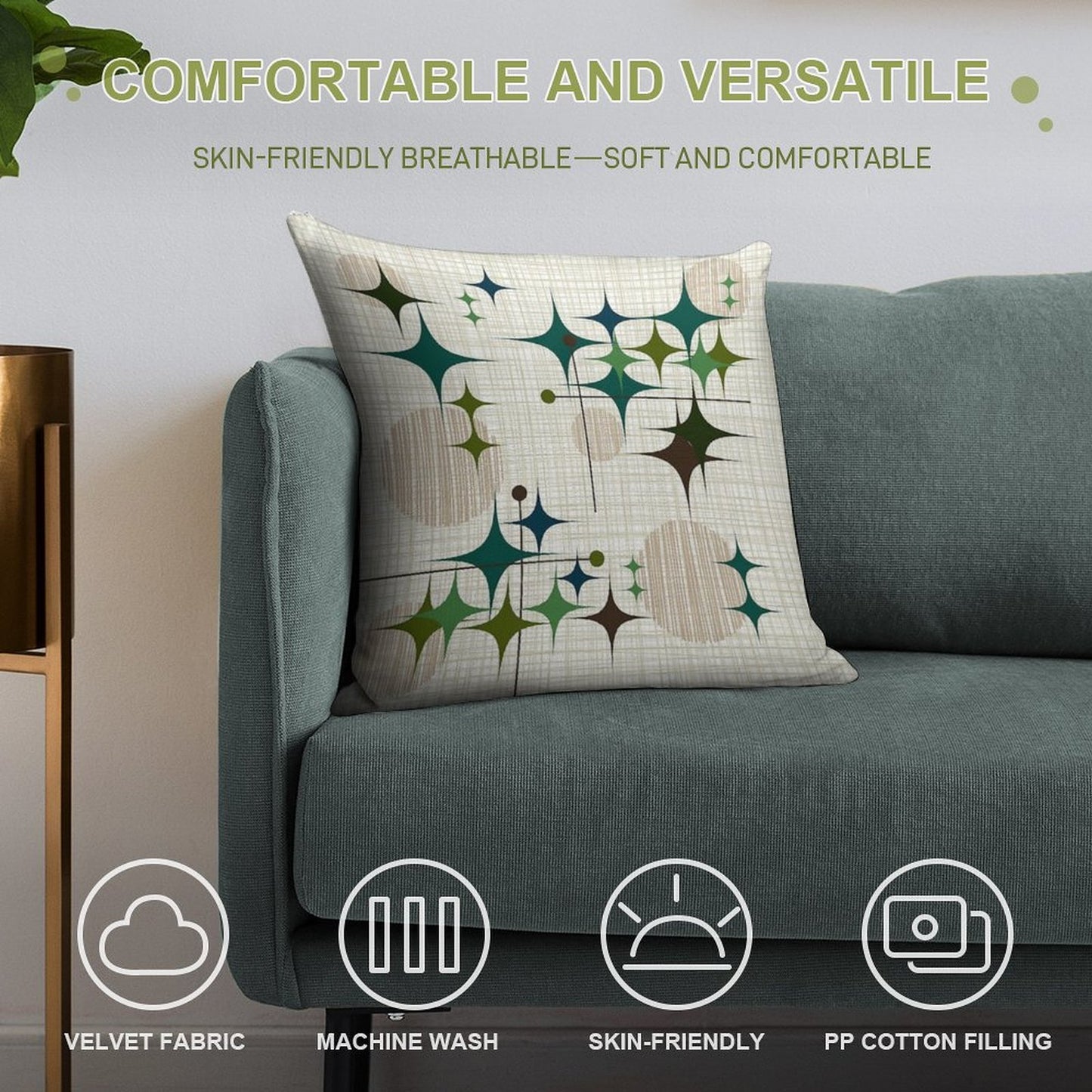 Eames Era Starbursts And Globes 1 (bkgrnd) Soft Multiple Sizes Throw Pillow