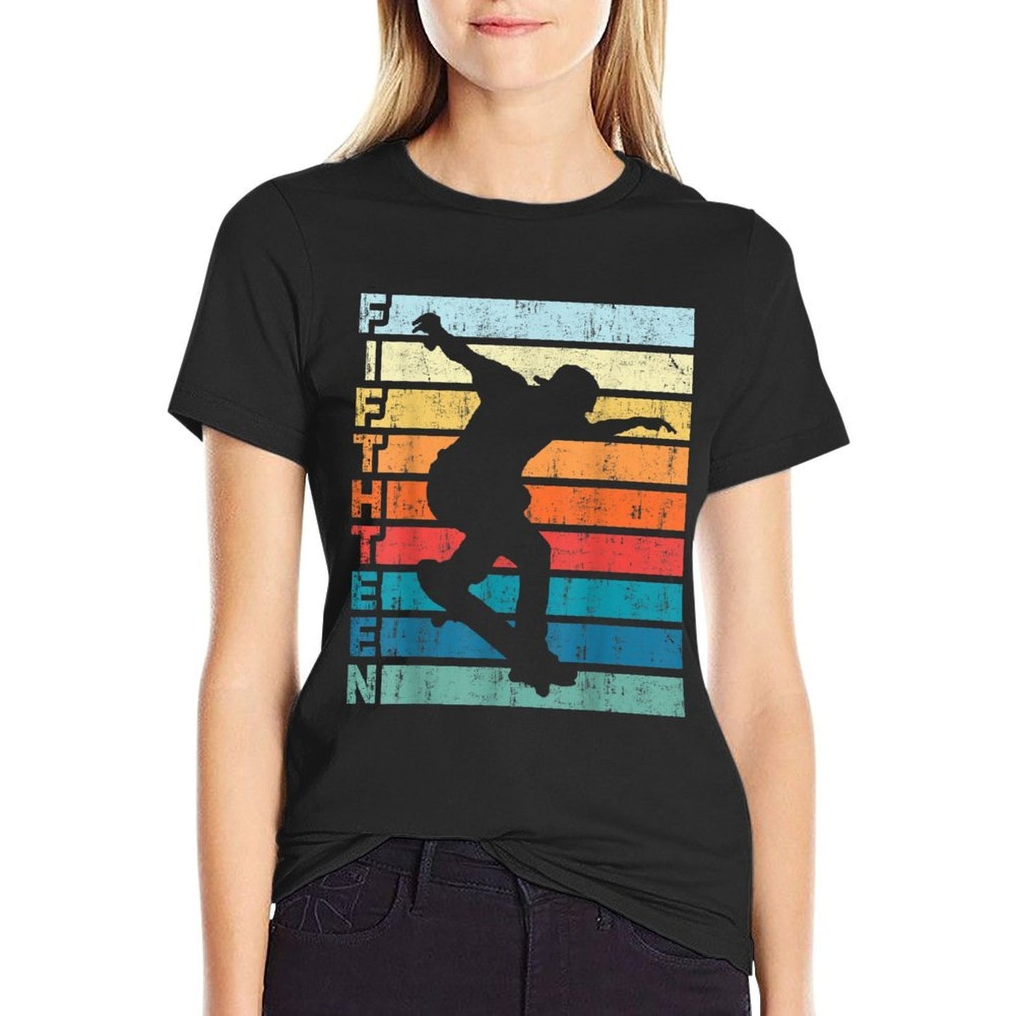 15 Year Old Skater Skateboarding 15th Birthday Party Easy-care T-Shirt