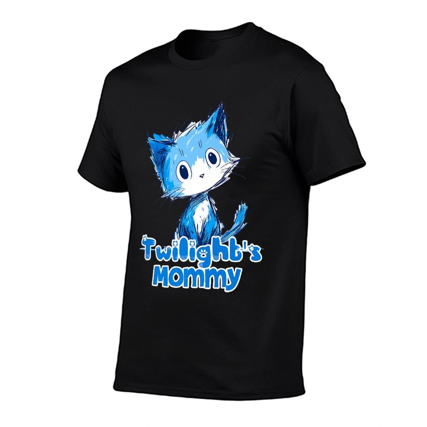 Funny Blue Cute Cat Design for Twilight Mommy Premium Rolled Sleeves T-Shirt